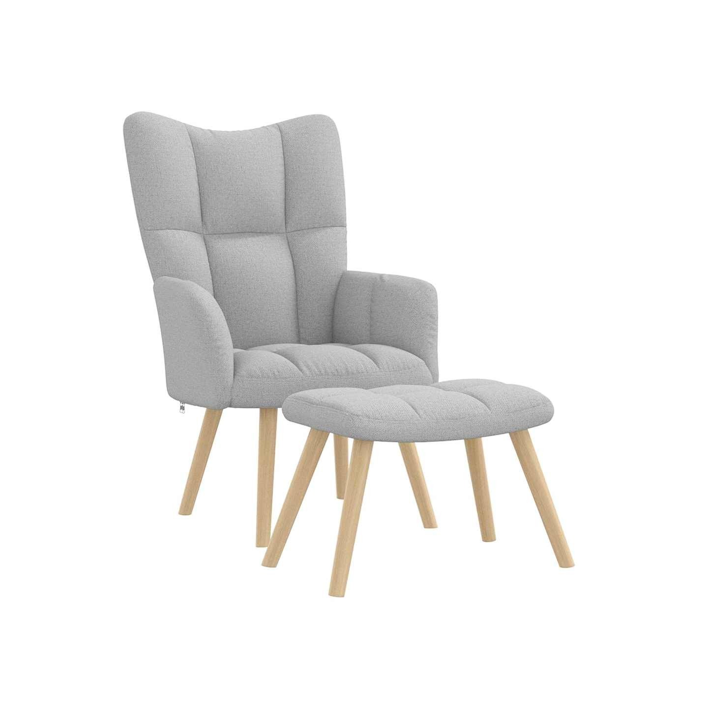 Chaise de relaxation avec repose-pieds gris nuage tissu