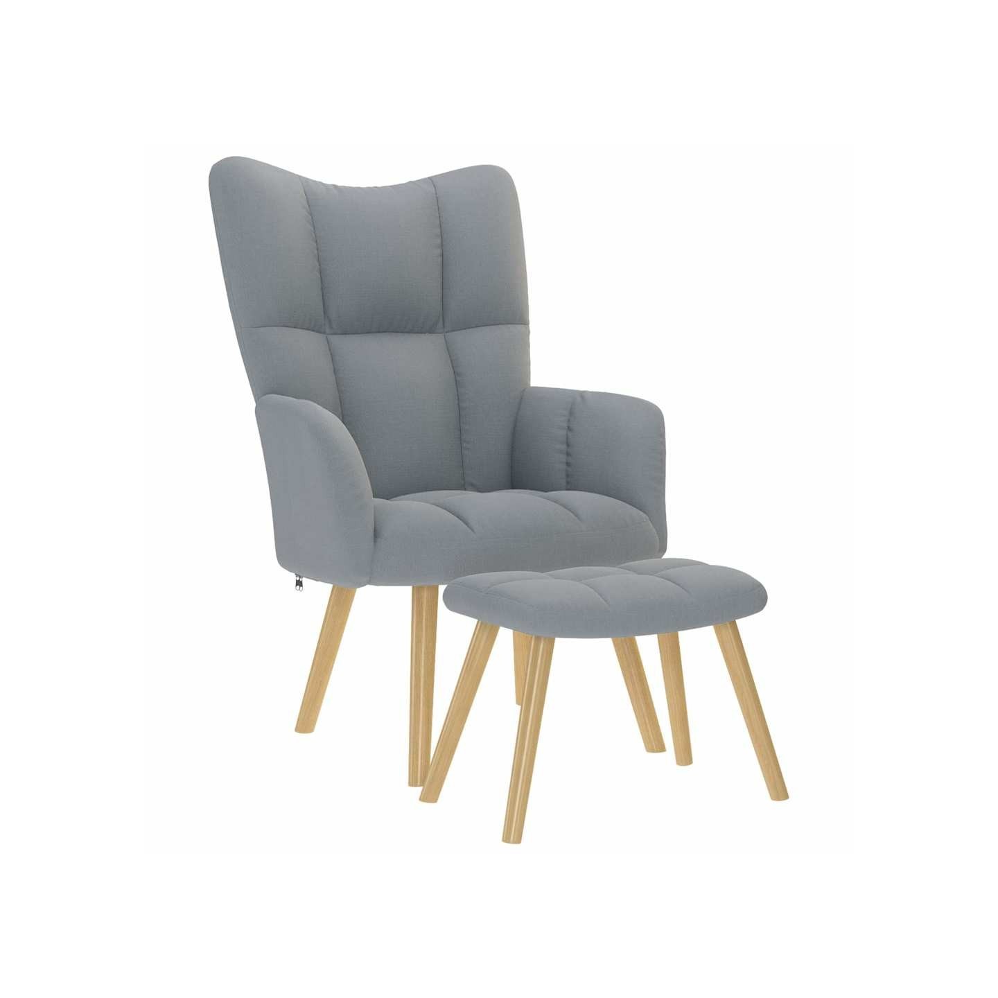 Chaise de relaxation avec repose-pied Gris clair Tissu