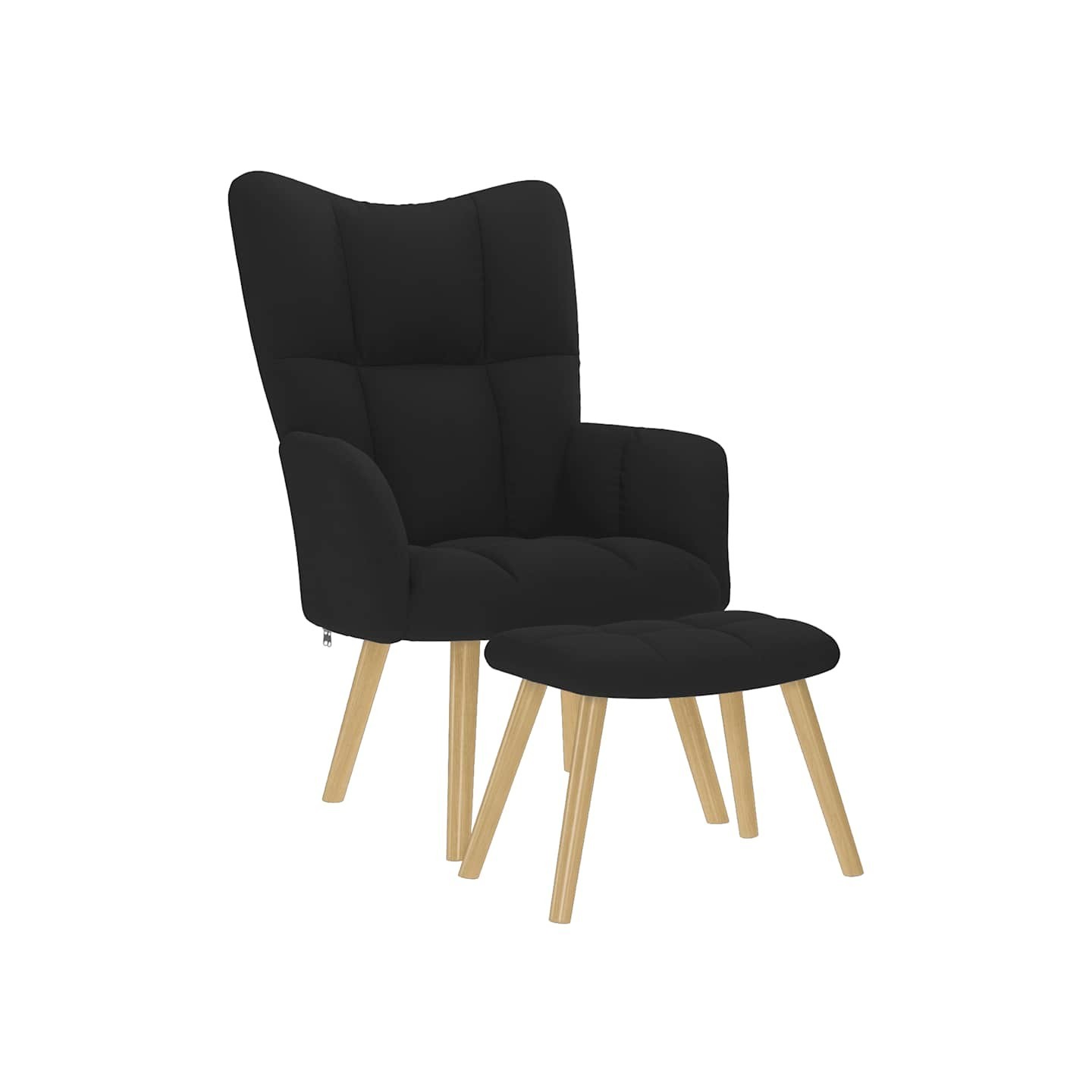 Chaise de relaxation avec repose-pied Noir Tissu