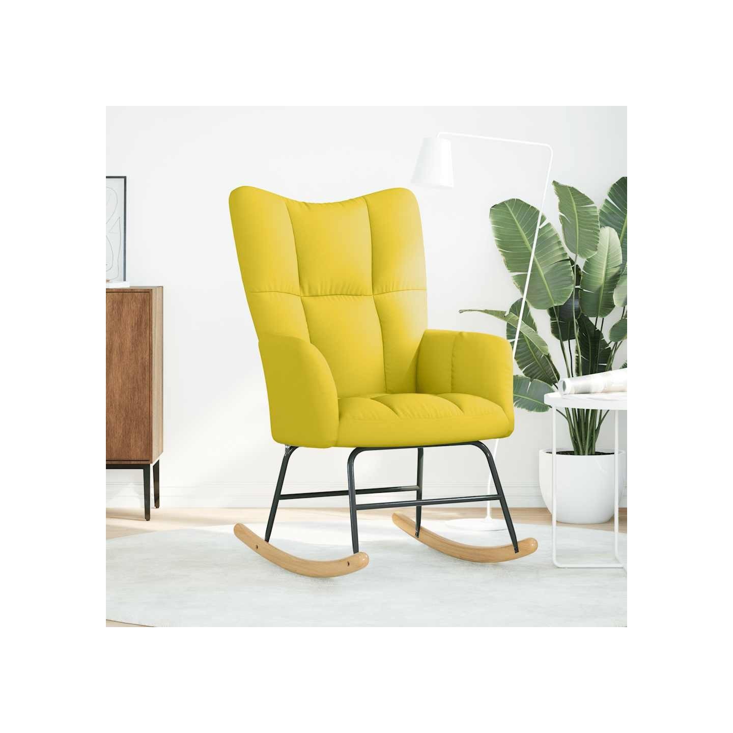 Chaise à bascule jaune clair tissu
