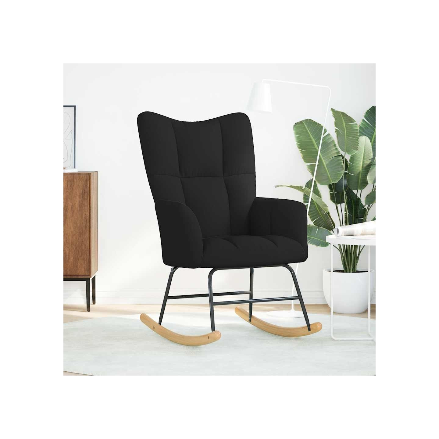 Chaise à bascule Noir Tissu