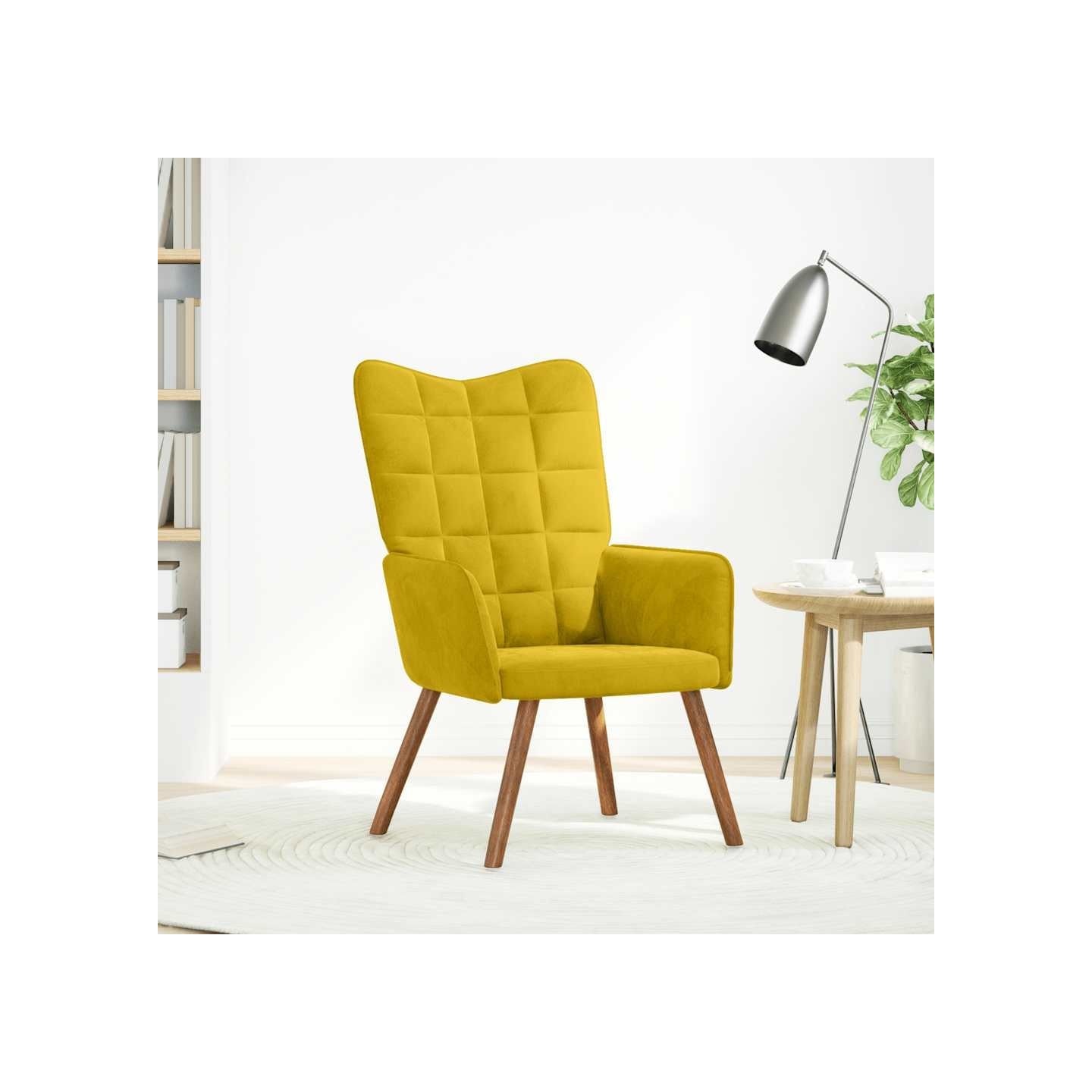 Chaise de relaxation jaune velours