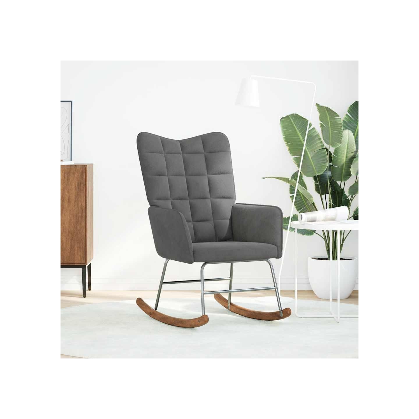 Chaise à bascule Gris foncé Velours