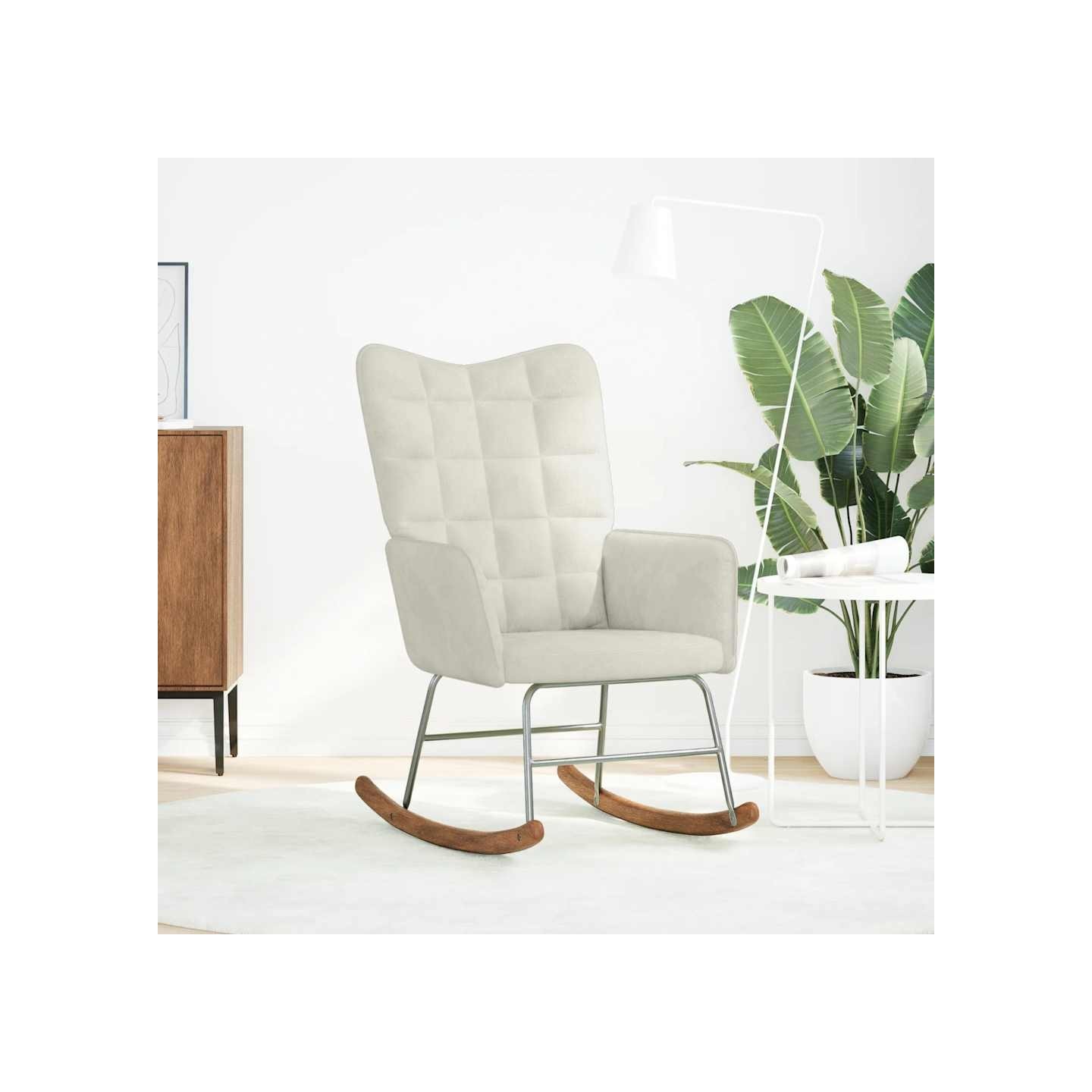 Chaise à bascule Crème Velours