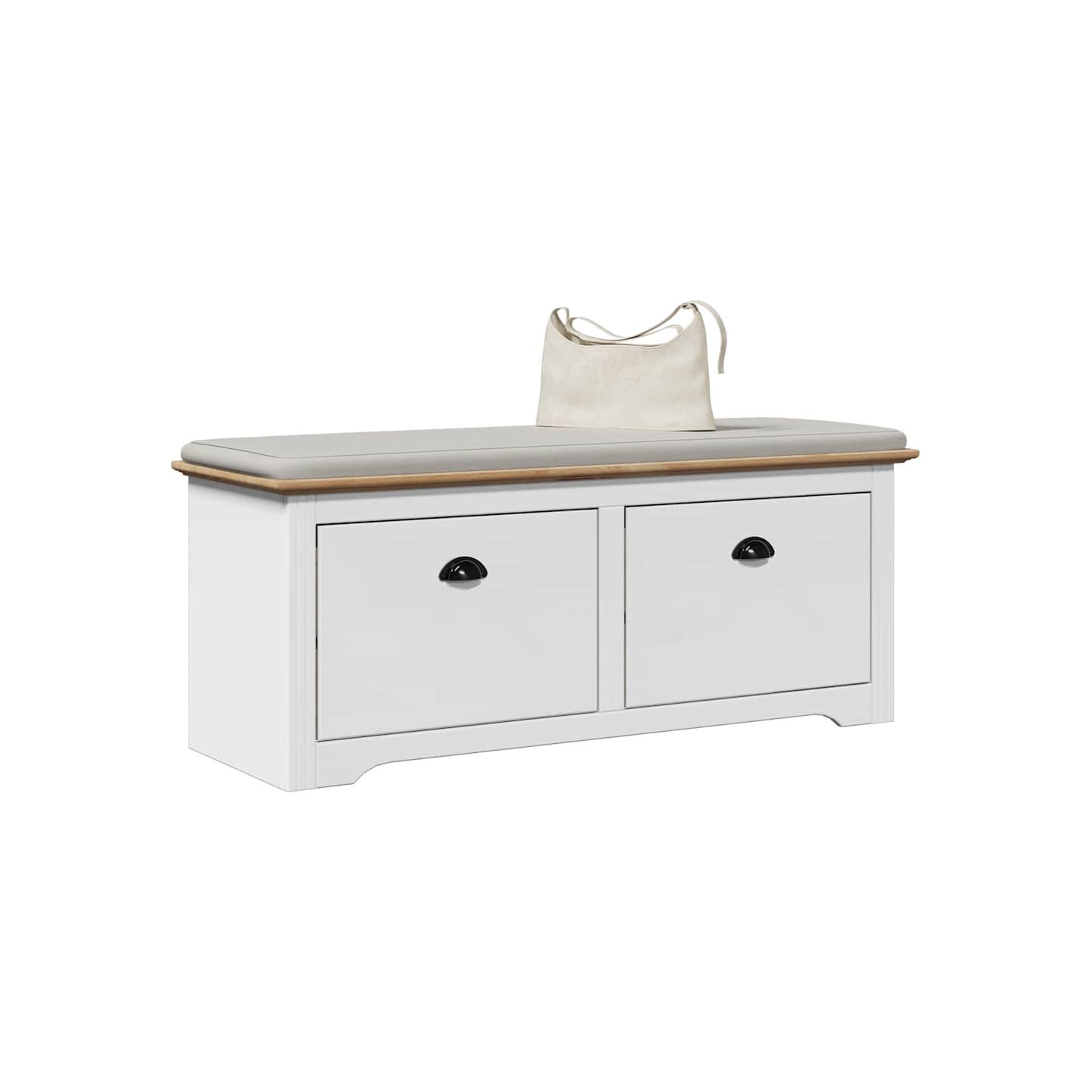 Banc de couloir BODO blanc et marron 114x40x45 cm