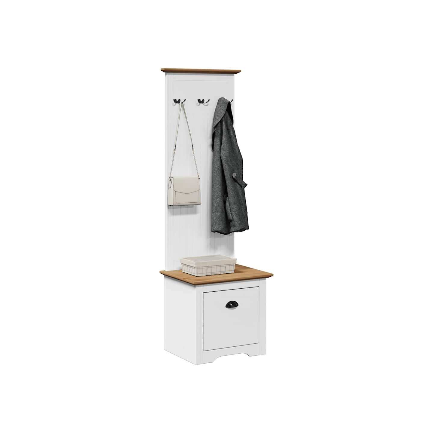 Armoire de couloir avec crochets BODO blanc marron 50x40x157 cm