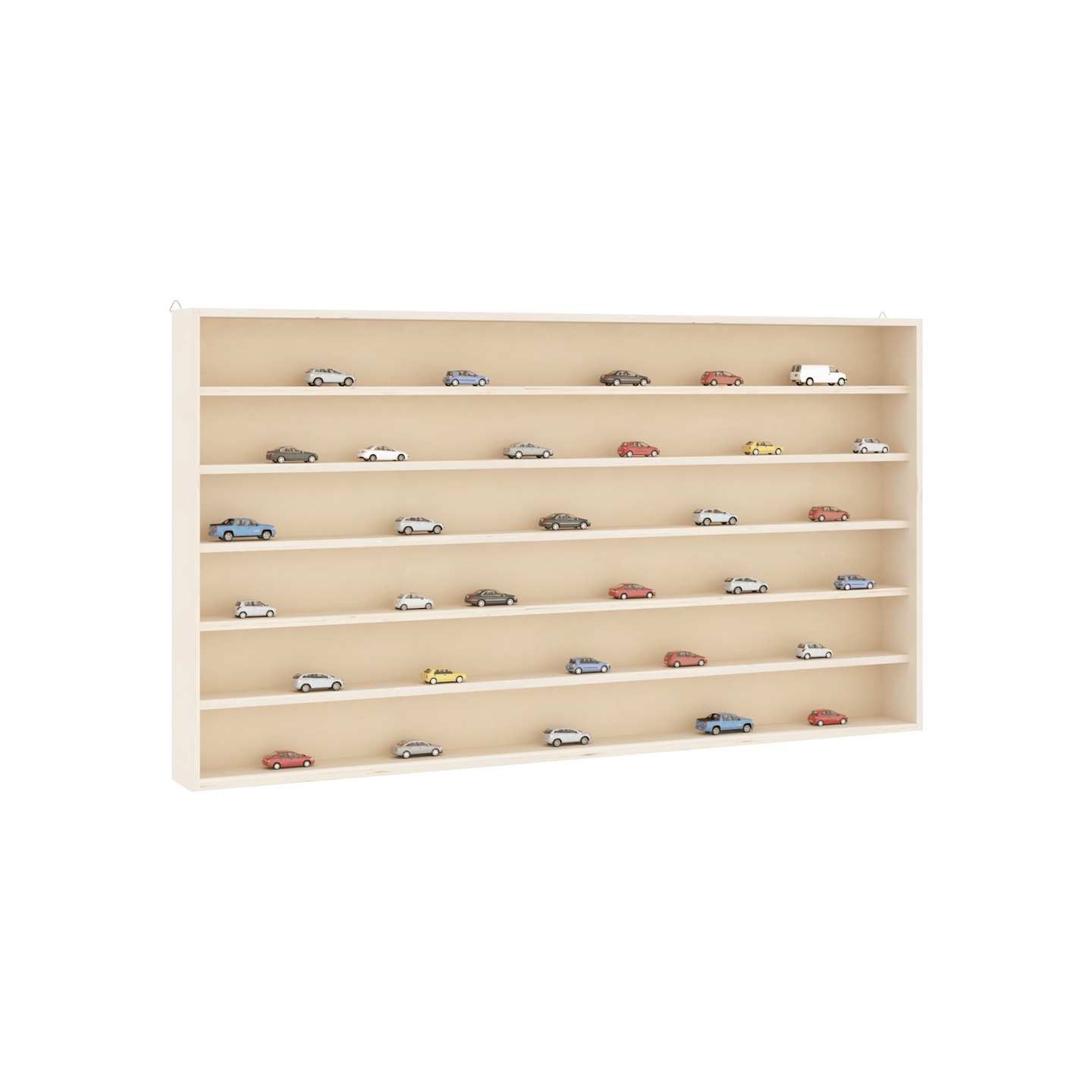 Vitrine de collection en bois avec 6 étagères 100x9x55 cm