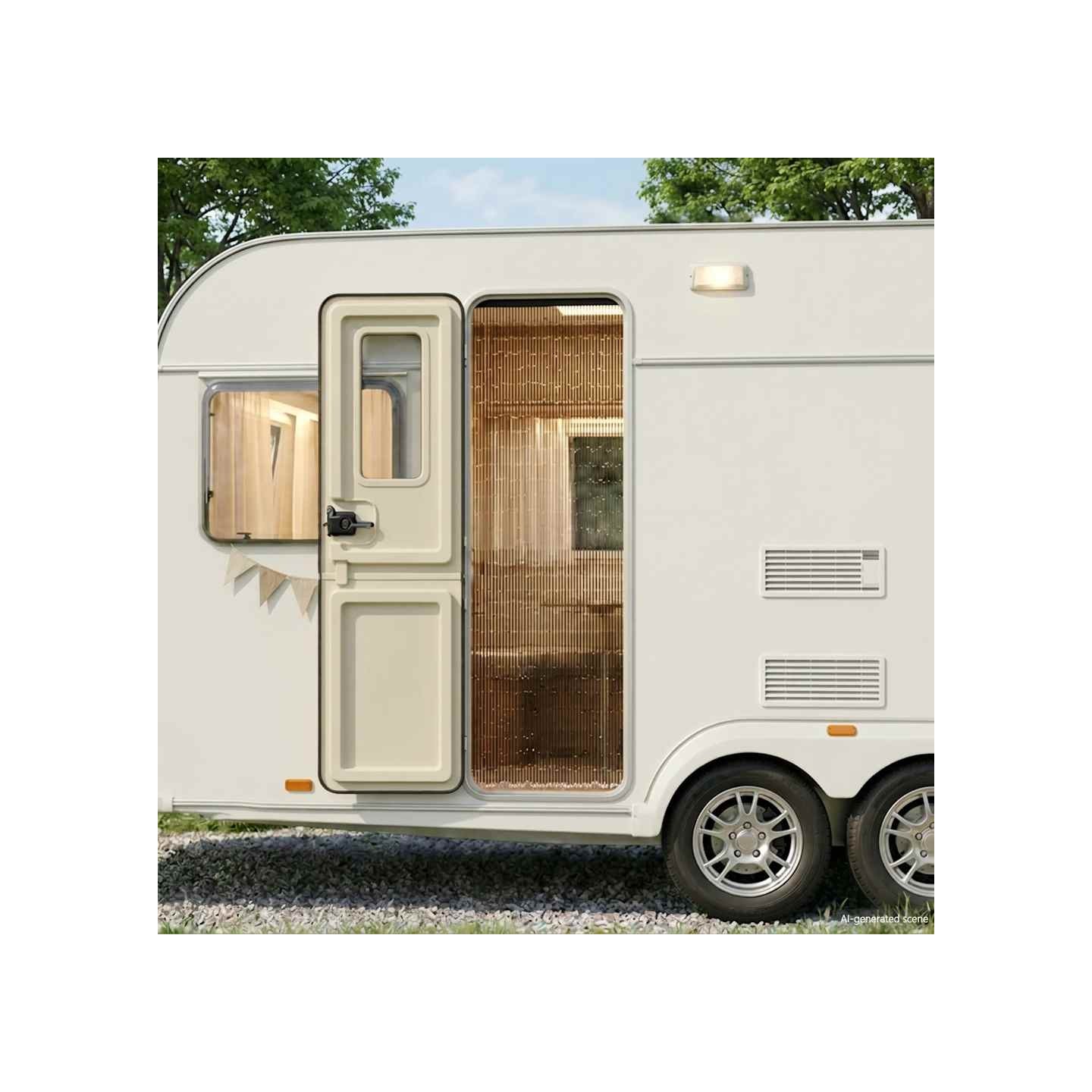 Rideau de porte anti-insectes camping-car gris foncé 56x185 cm
