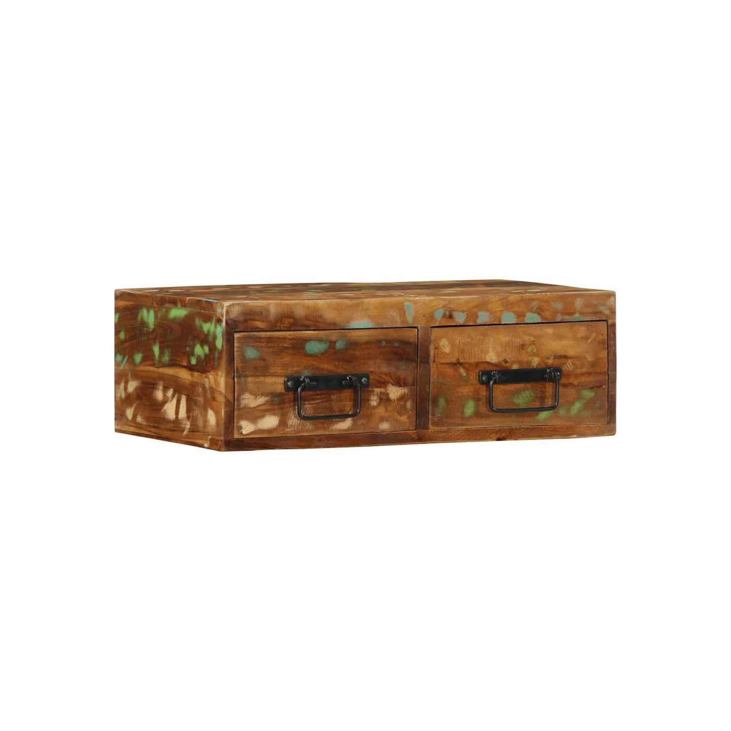 Meuble TV mural 60x30x19 cm bois massif de récupération