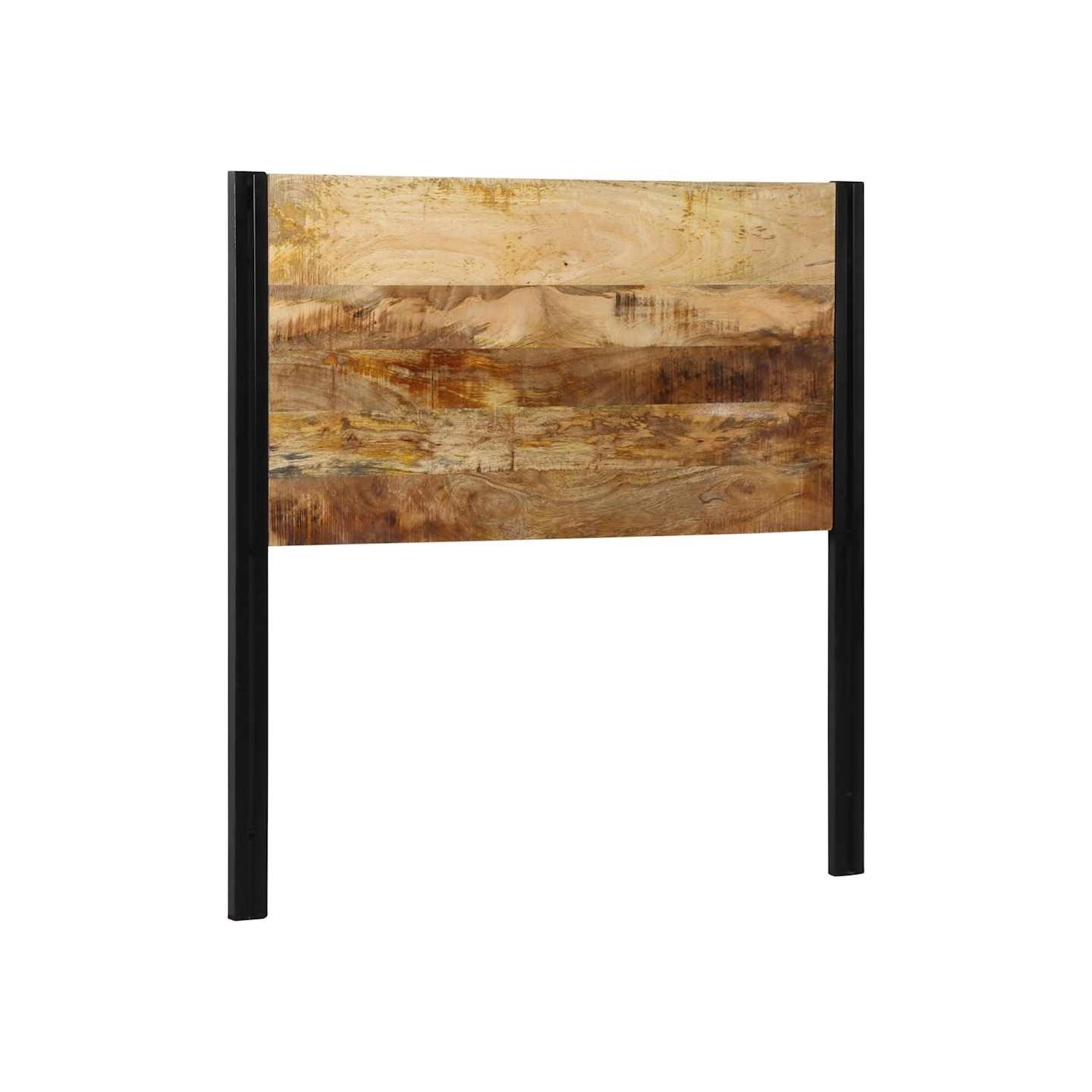Tête de lit 100 cm bois massif manguier et fer