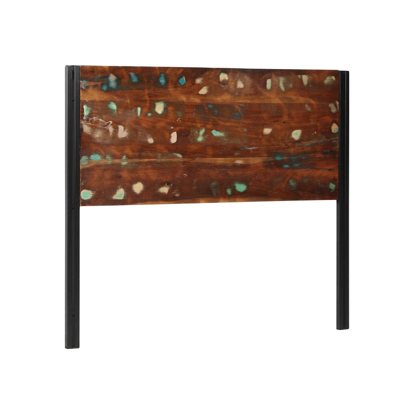 Tête de lit 120 cm bois massif récupéré et fer