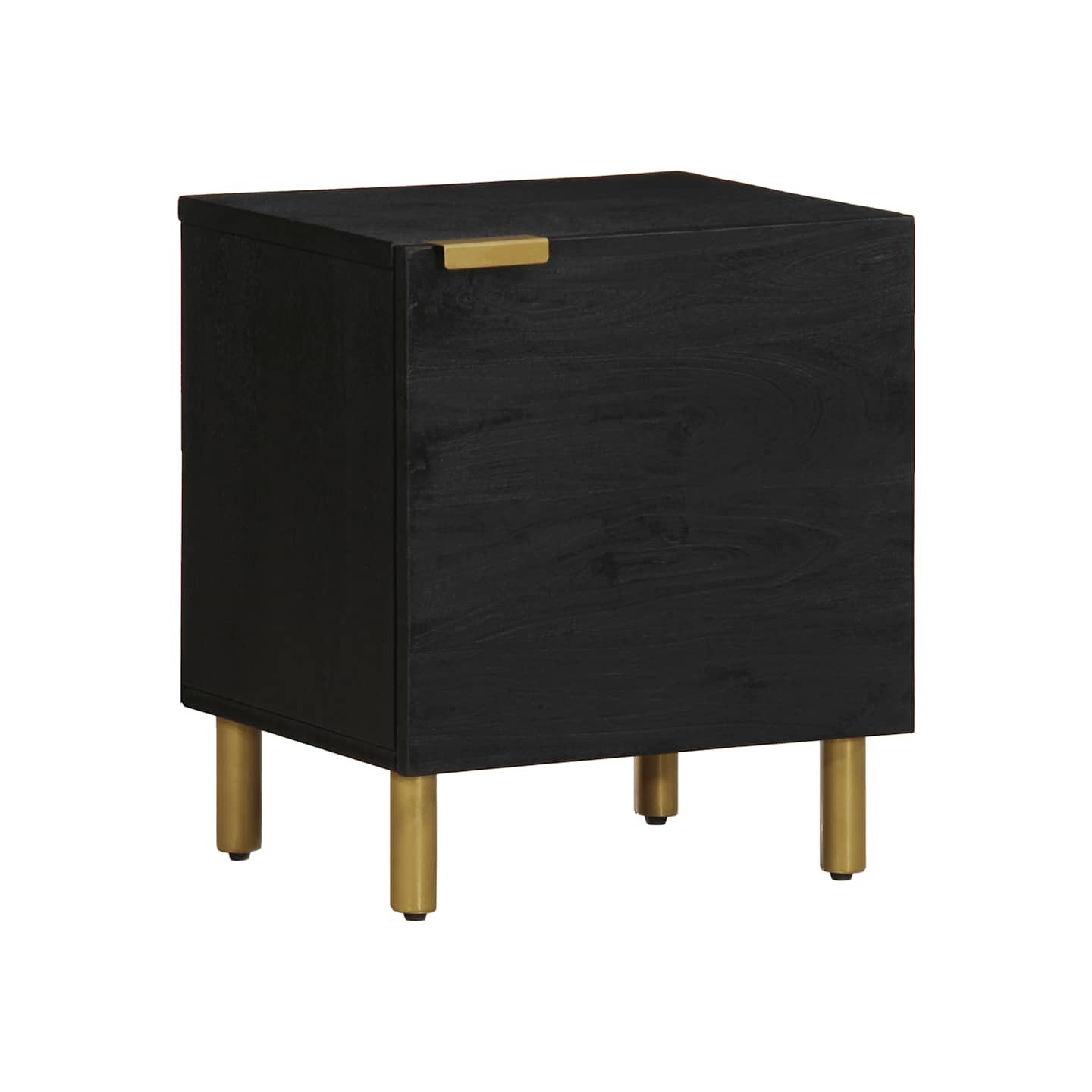 Table de chevet noir 40x33x46 cm bois de manguier solide