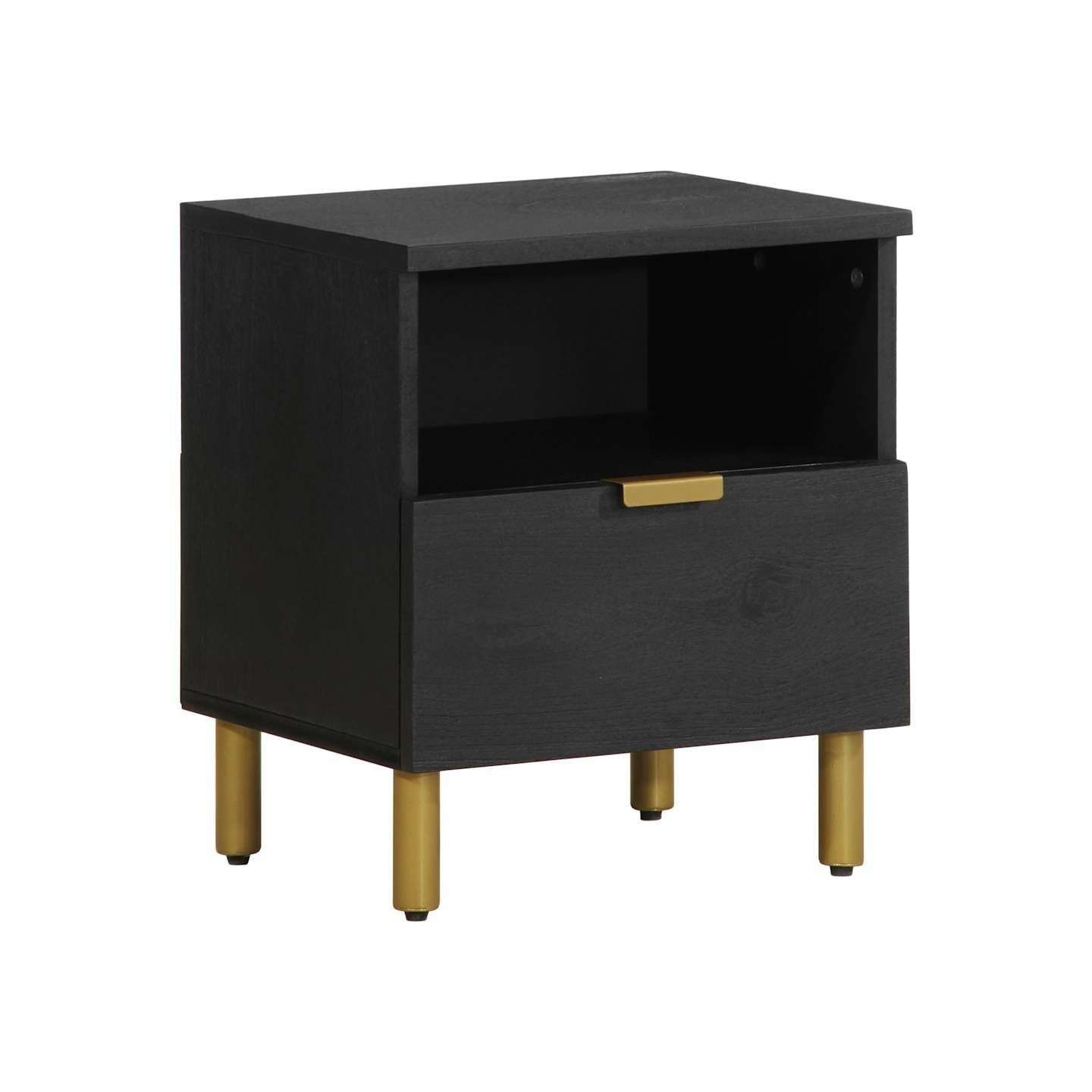 Table de chevet noir 40x33x46 cm bois d'ingénierie