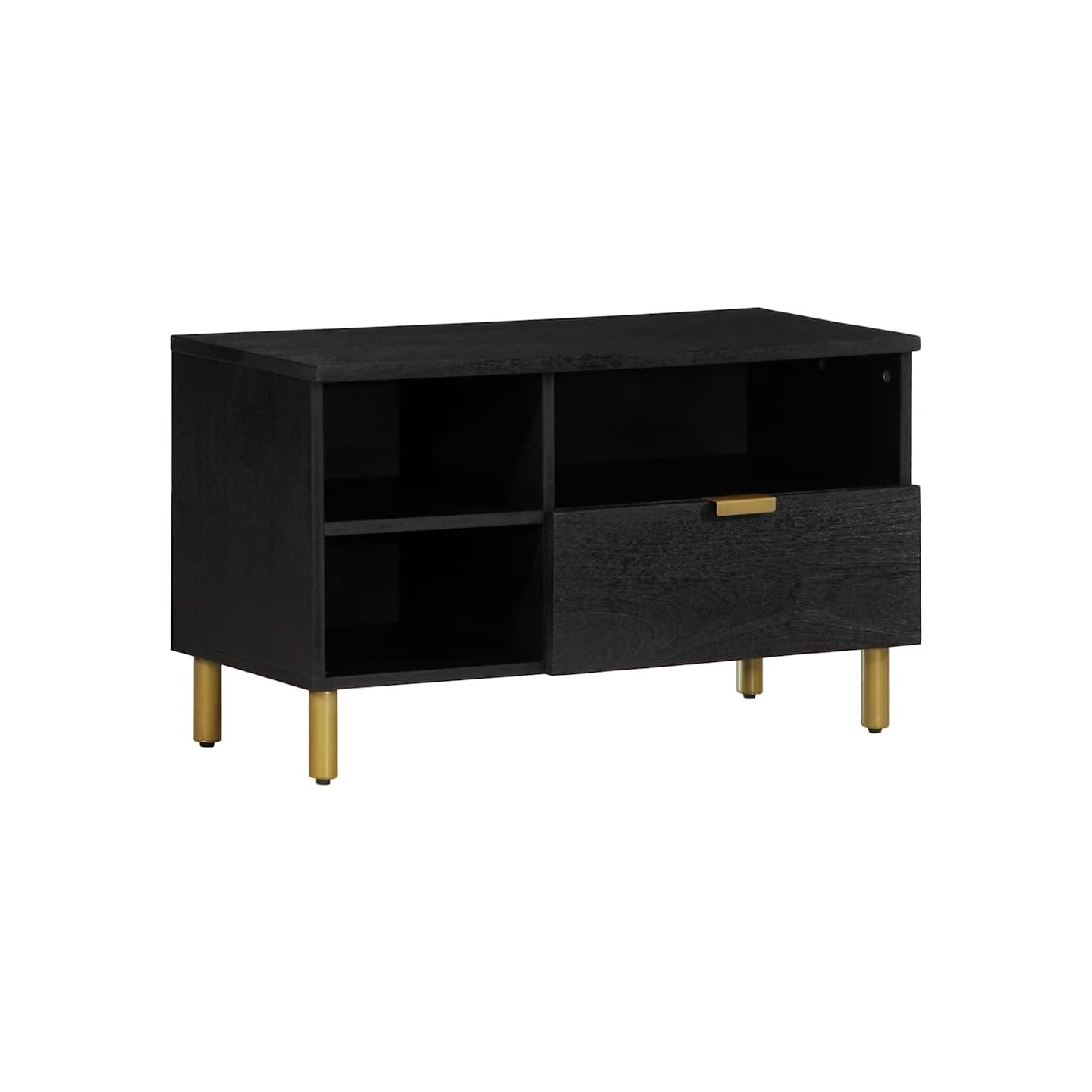 Meuble TV noir 80x33x46 cm bois d'ingénierie