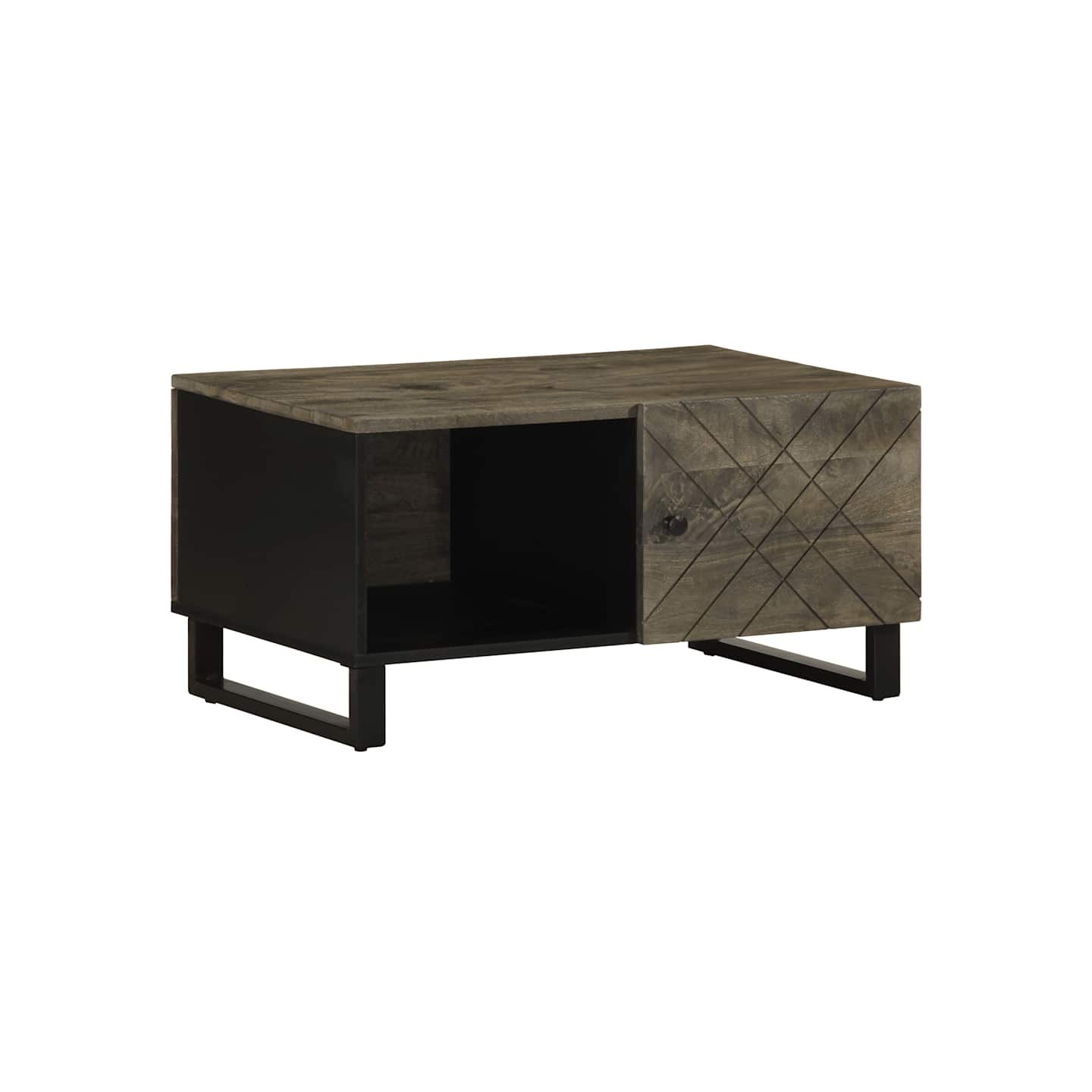 Table basse noir 80x50x40 cm bois massif de manguier