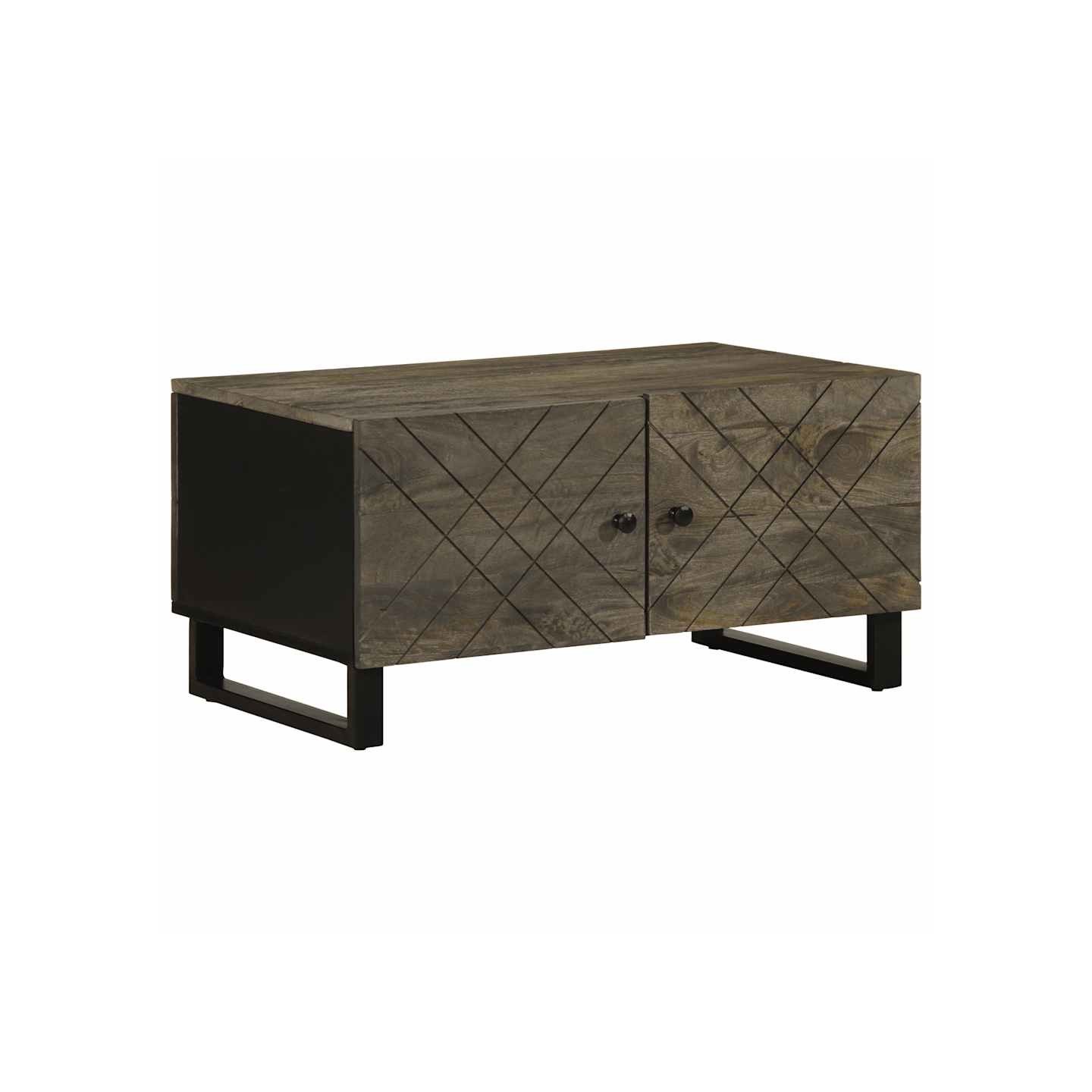 Table basse noir 80x50x40 cm bois massif de manguier