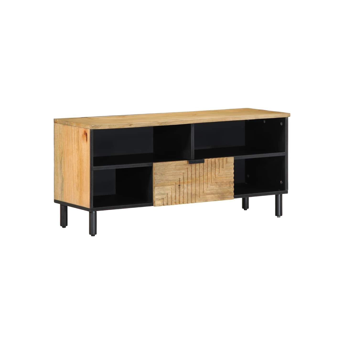 Meuble TV marron 100x33x46 cm bois massif de manguier