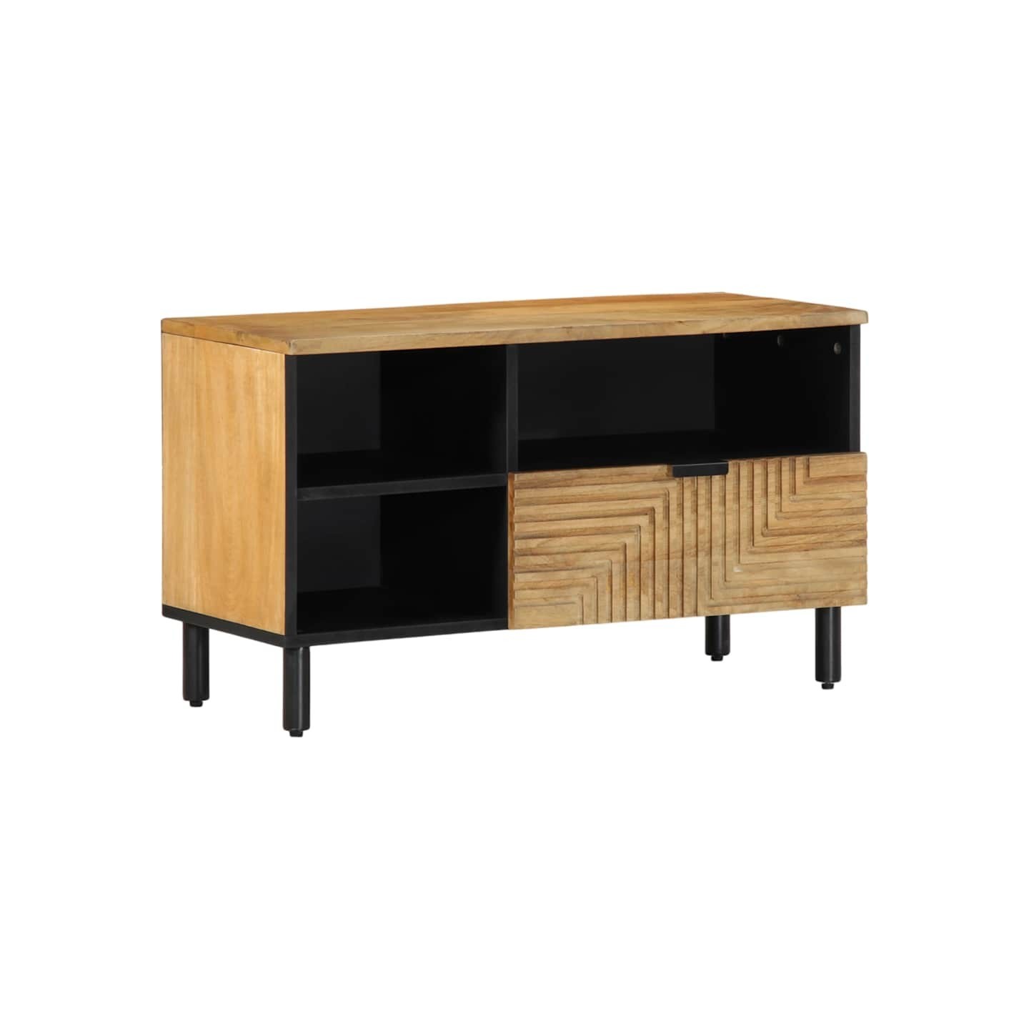 Meuble TV marron 80x33x46 cm bois massif de manguier