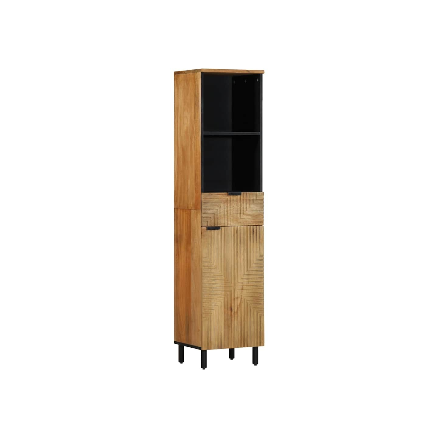 Armoire salle de bain marron 38x33x160 cm bois massif manguier