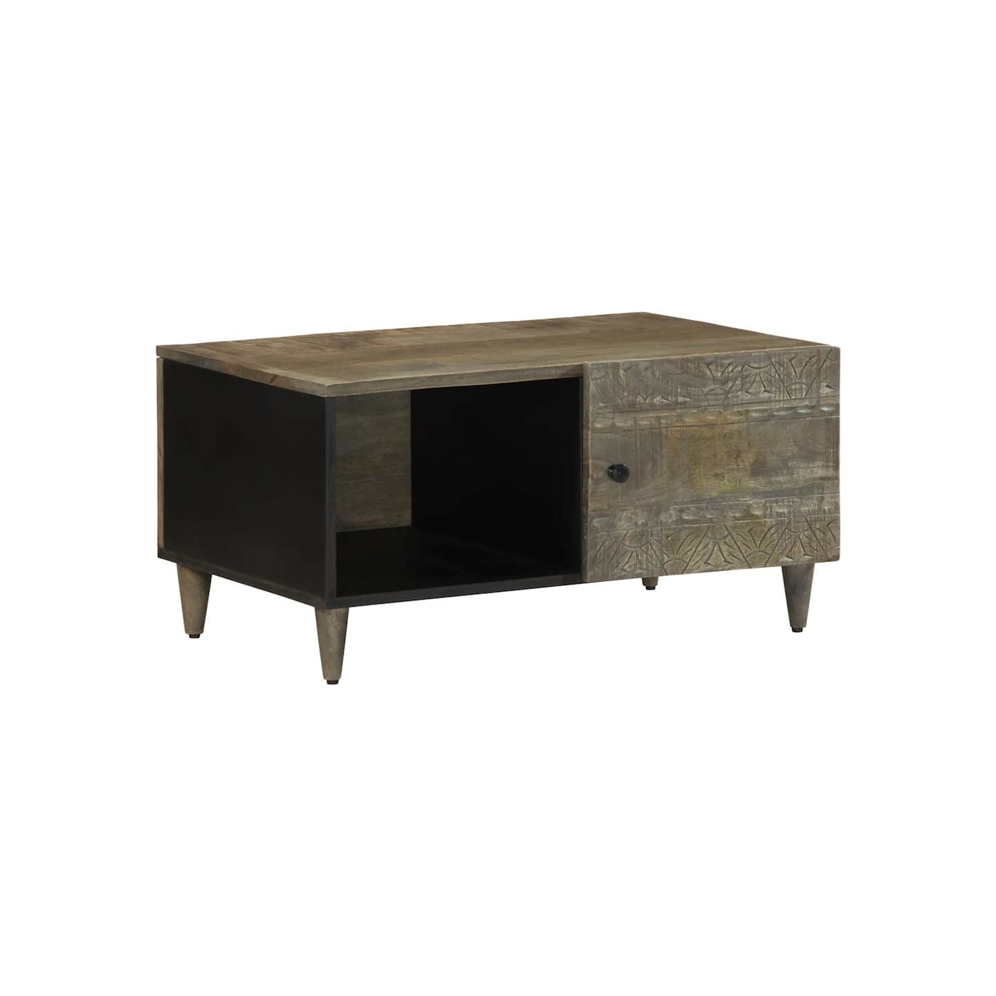 Table basse gris clair 80x50x40 cm bois de manguier massif
