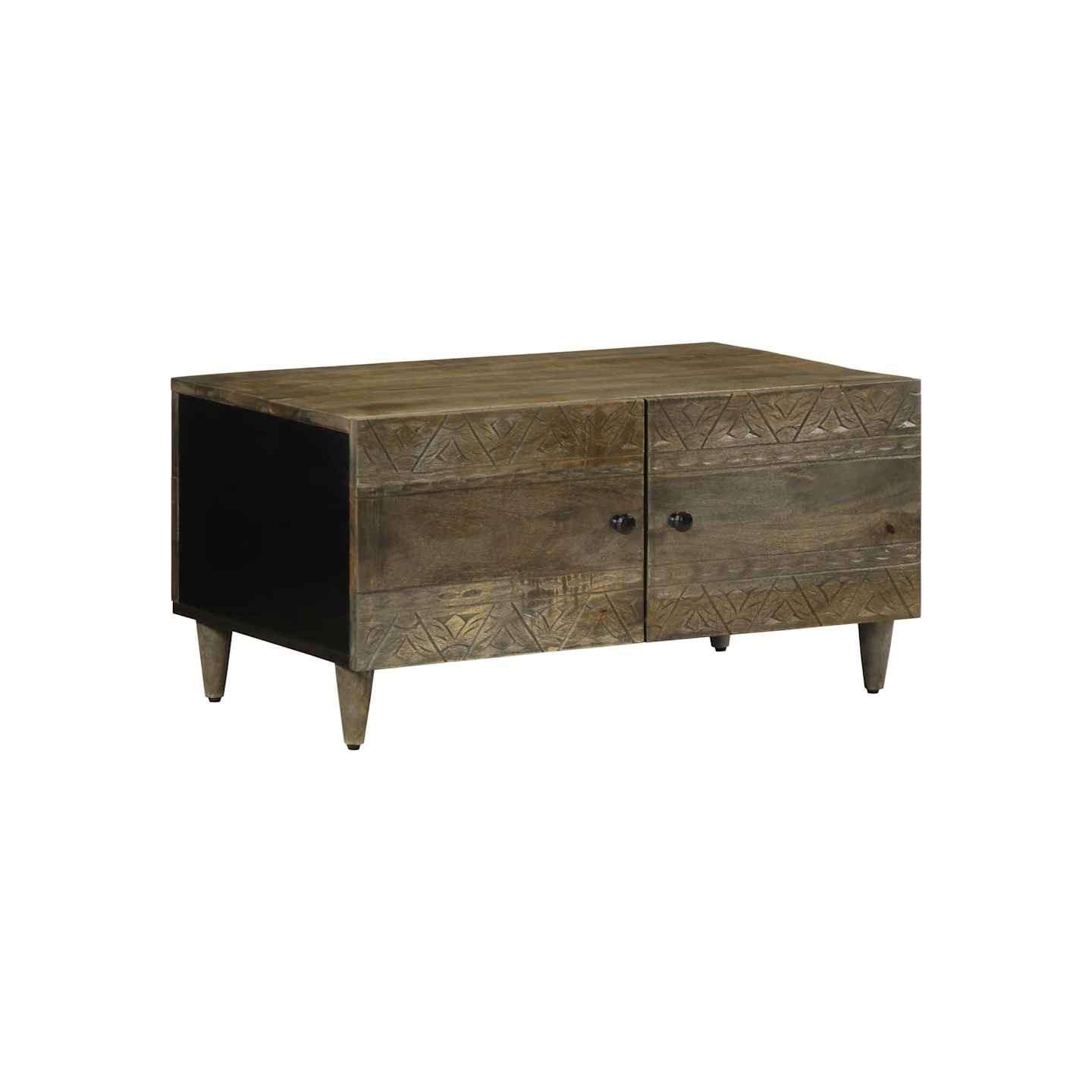 Table basse gris clair 80x50x40 cm bois de manguier massif