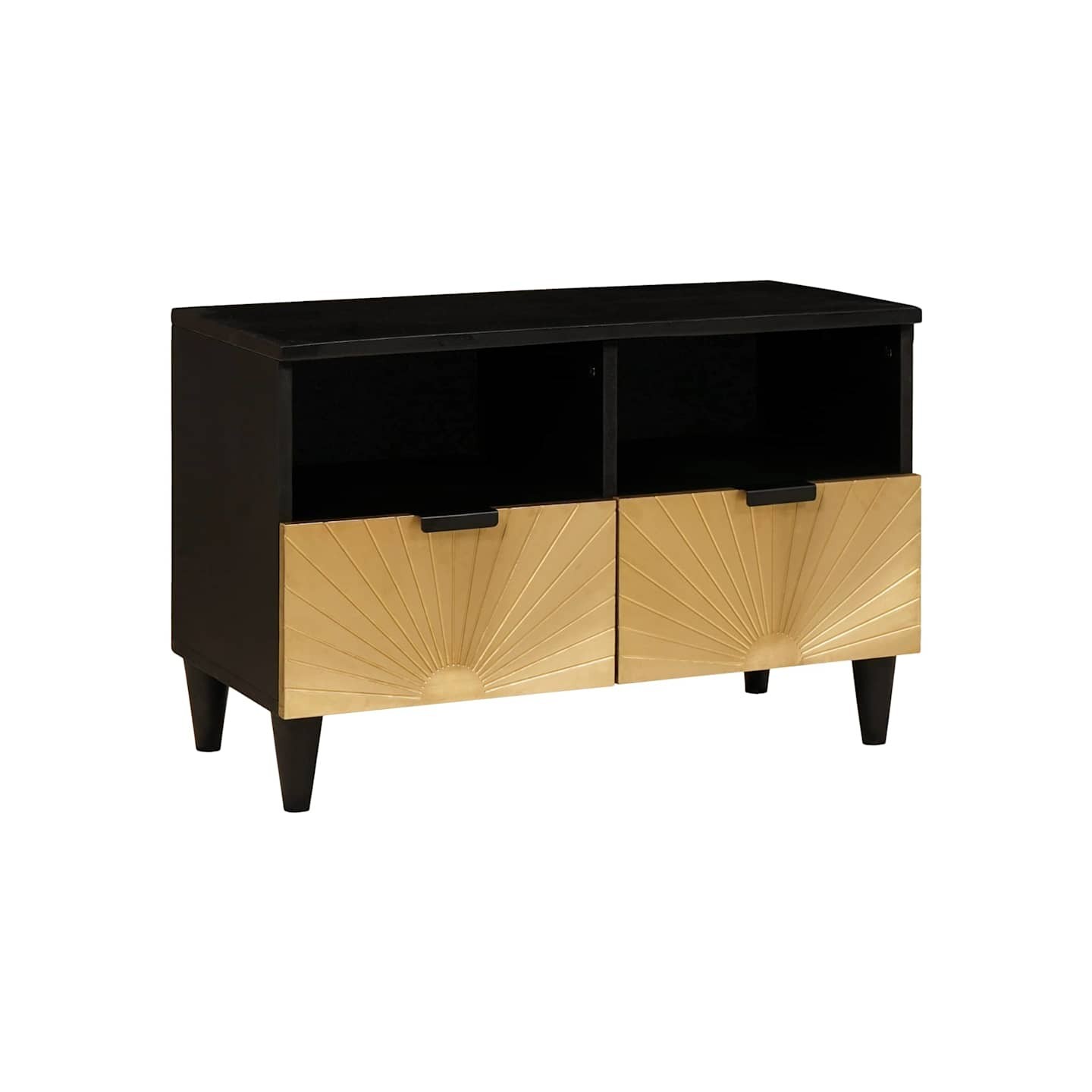Meuble TV Noir et Or 70 x 33 x 46 cm Bois d'ingénierie