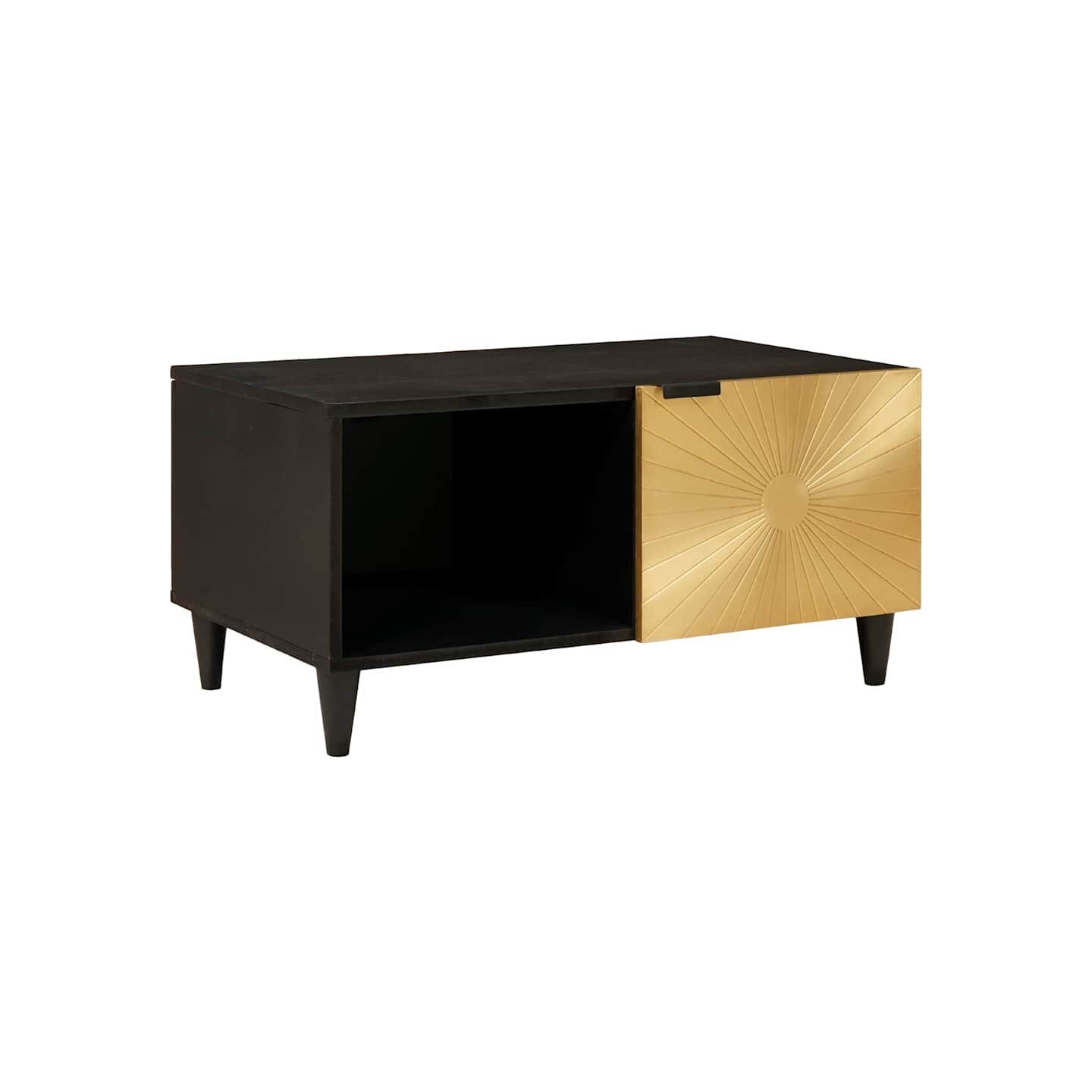 Table basse Noir et Or 80 x 50 x 40 cm Bois d'ingénierie