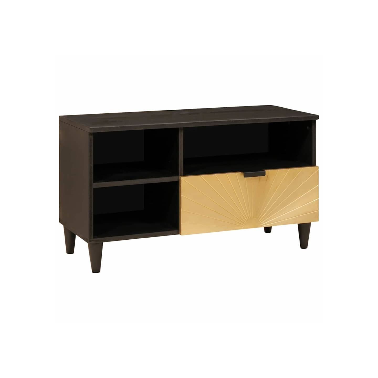 Meuble TV Noir et Or 80 x 33 x 46 cm Bois d'ingénierie