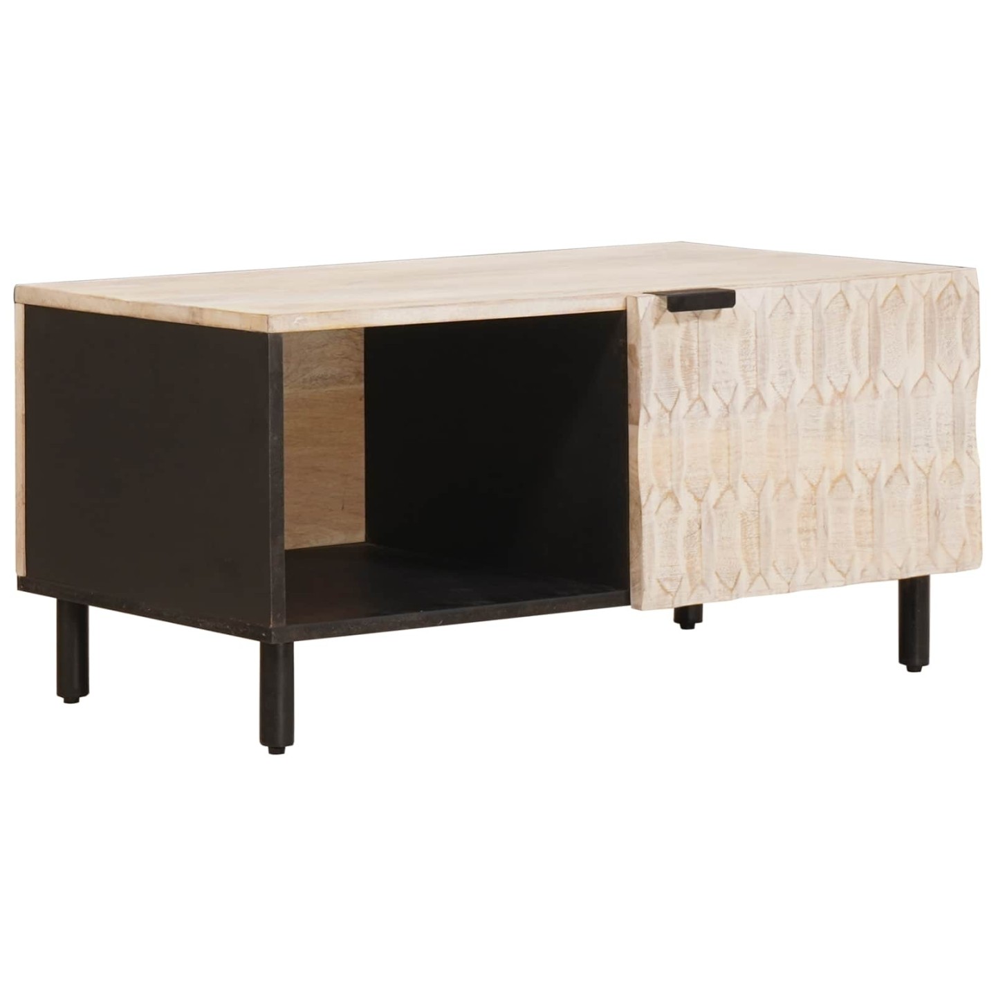 Table basse Blanc 80 x 50 x 40 cm Bois de mangue massif