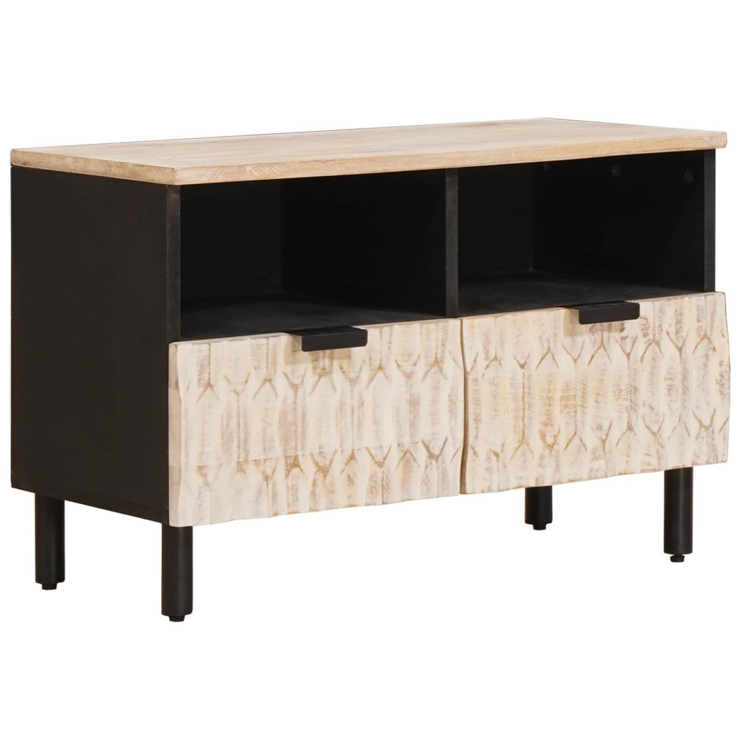 Meuble TV Finition Lavage Blanc 70 x 33 x 46 cm