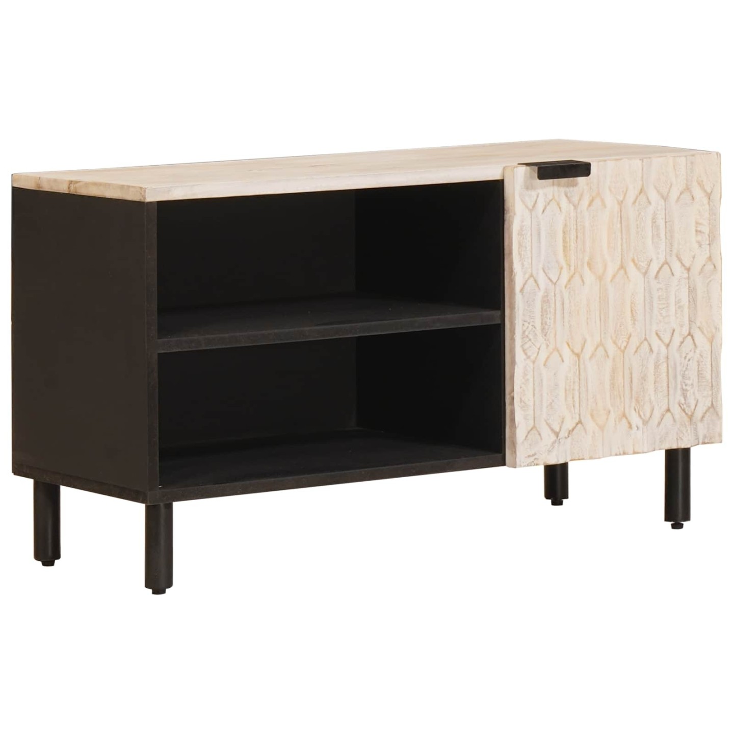 Meuble TV avec stockage Finition Lavage Blanc 80 x 33 x 46 cm