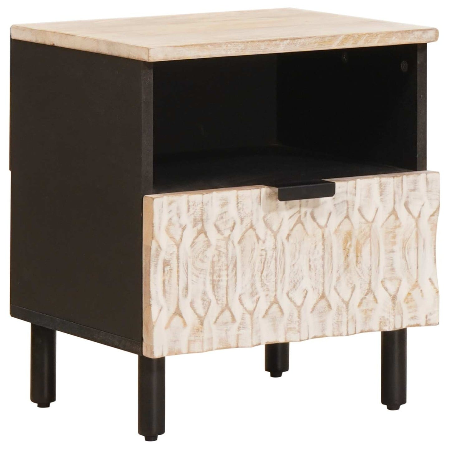 Cabinet de chevet Blanc 40 x 33 x 46 cm Bois de mangue massif