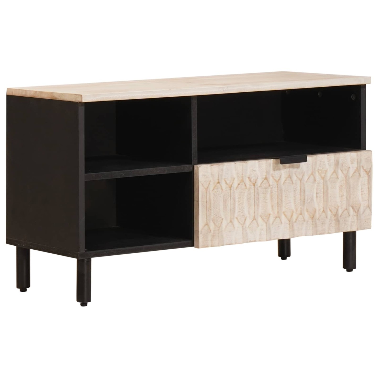 Meuble TV avec tiroir Finition Lavage Blanc 80 x 33 x 46 cm