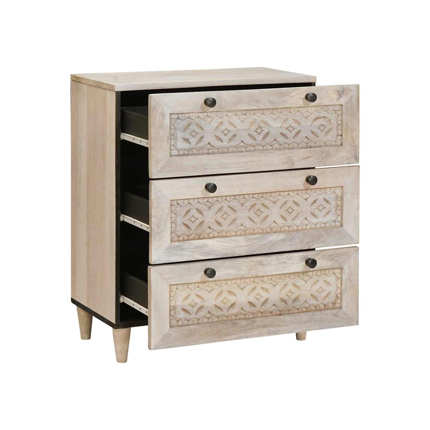 Buffet 60 x 33 x 75 cm bois de manguier massif Blanc