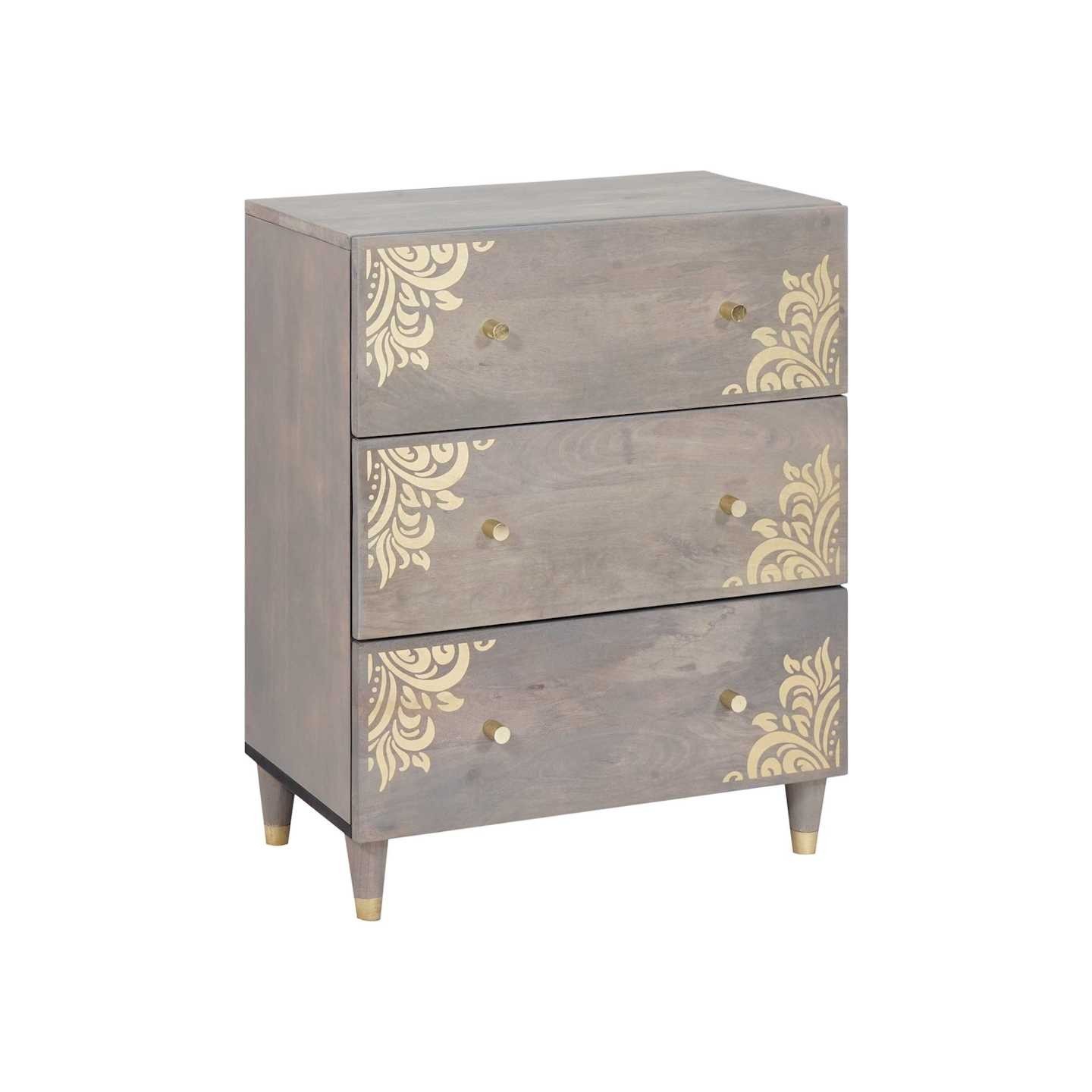 Buffet Gris et or 60 x 33 x 75 cm Bois de mangue massif