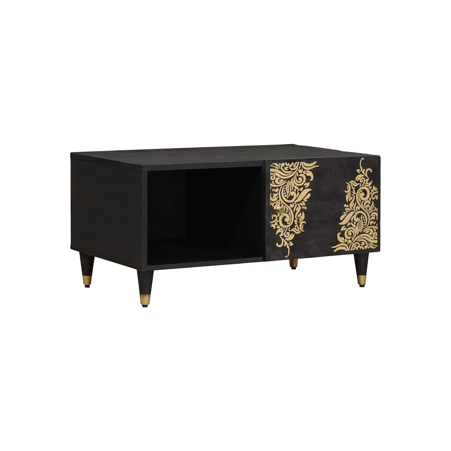 Table basse Noir 80 x 50 x 40 cm Bois de mangue massif