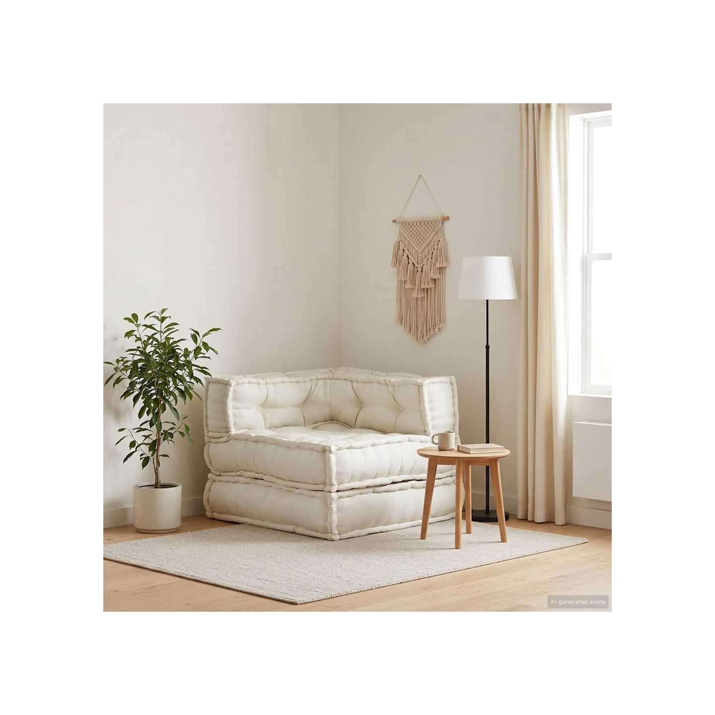 Canapé modulaire crème 70x70x54 tissu