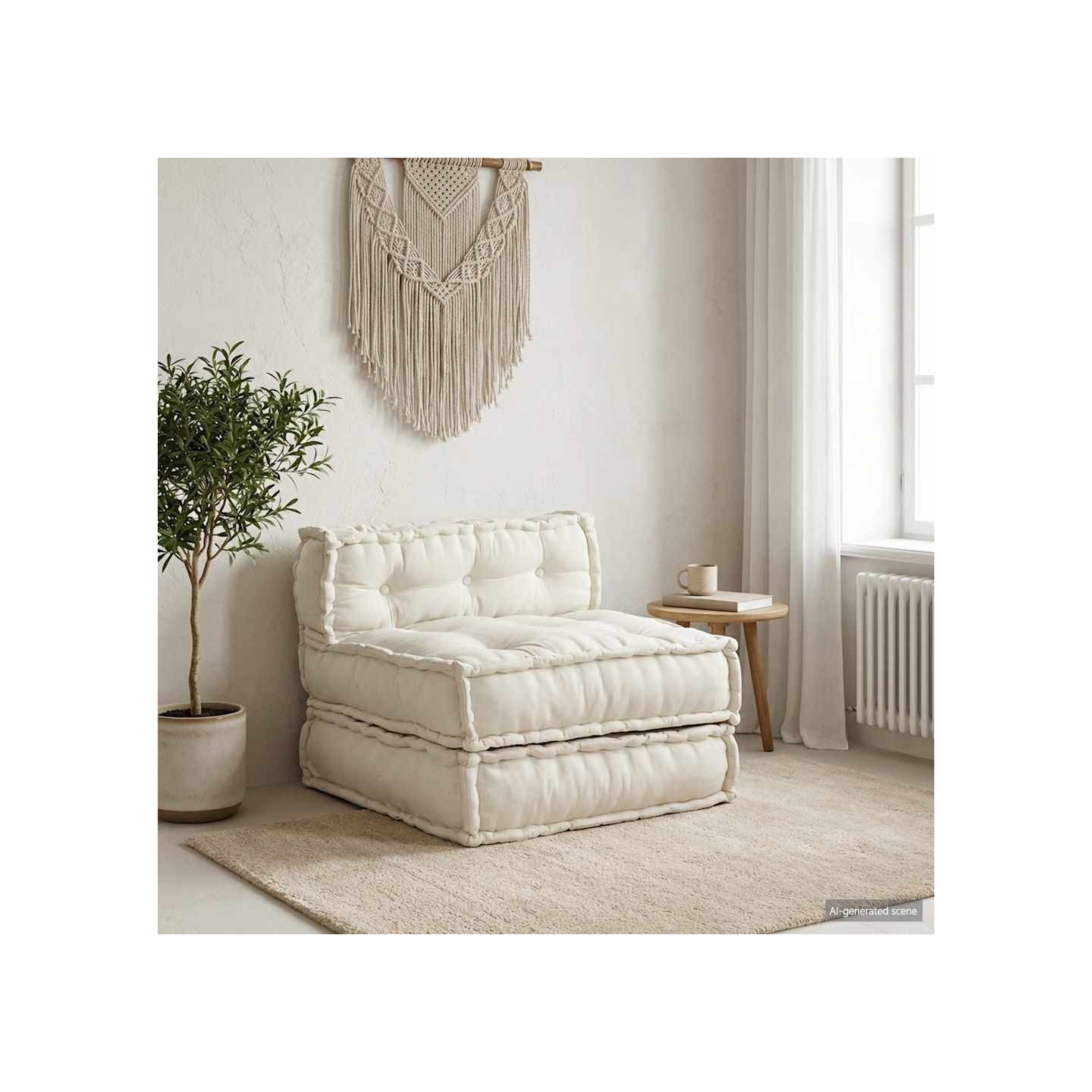 Canapé modulaire crème 70x70x54 tissu