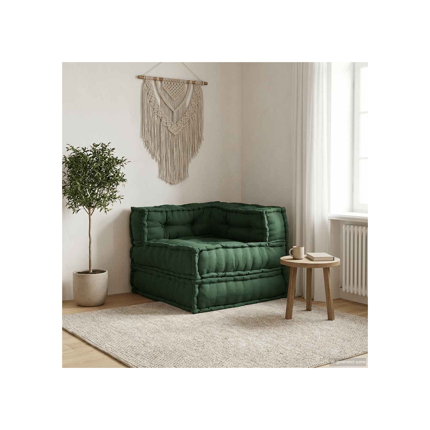 Canapé modulaire vert 70x70x54 tissu