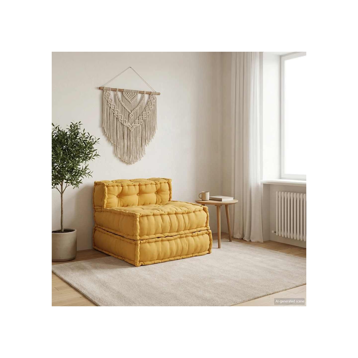 Canapé modulaire jaune 70x70x54 tissu