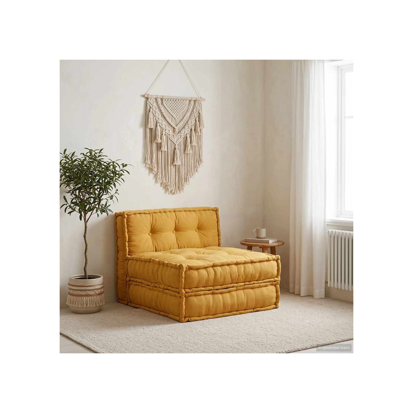 Canapé modulaire jaune 70x70x36 tissu