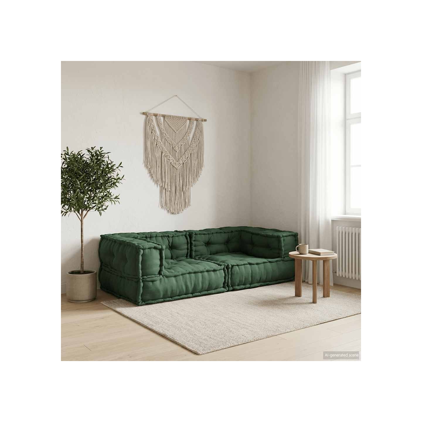 Canapé modulaire 2 places vert 140x70x36 tissu