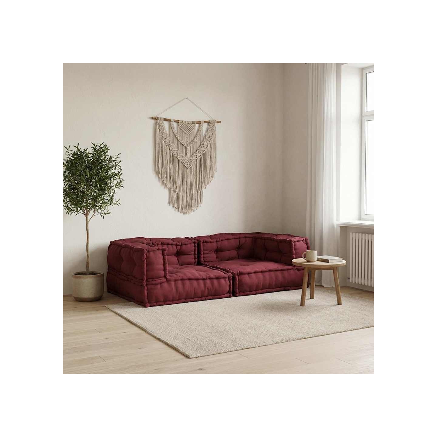 Canapé modulaire 2 places marron 140x70x36 tissu