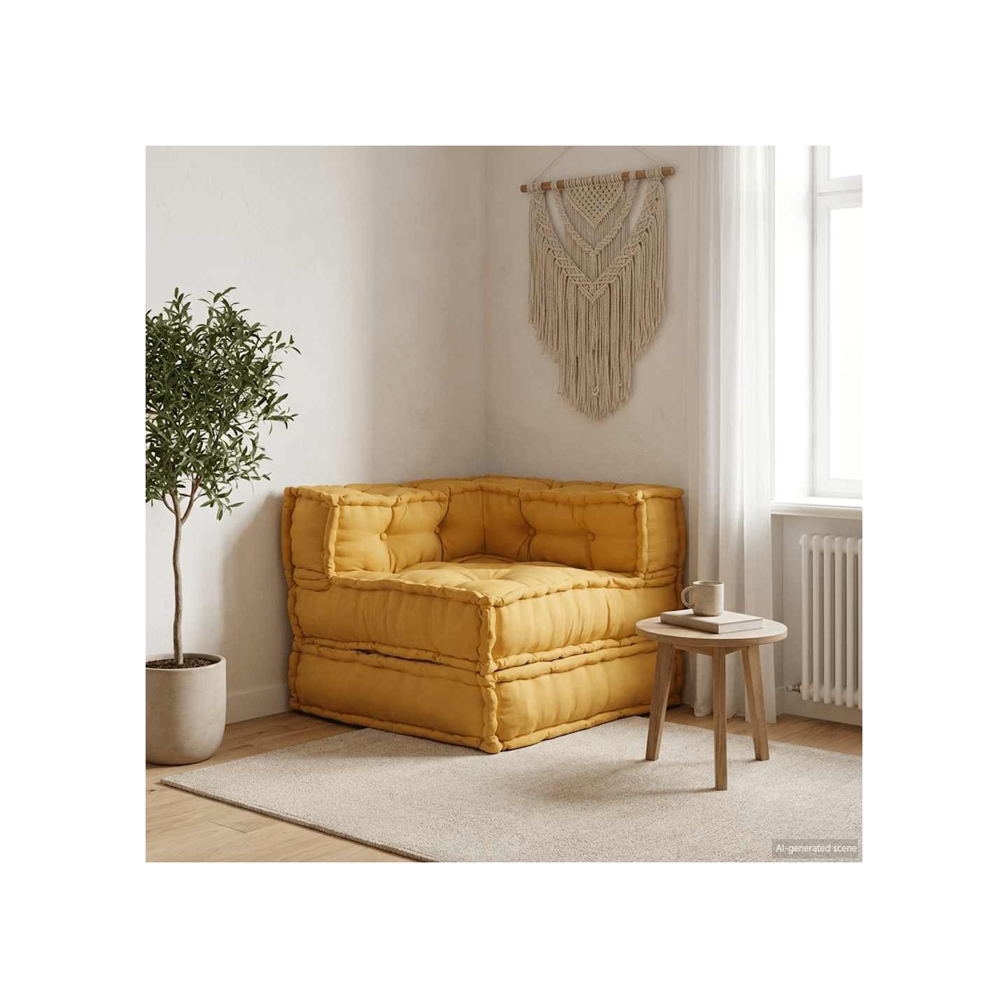 Canapé modulaire jaune 70x70x54 tissu