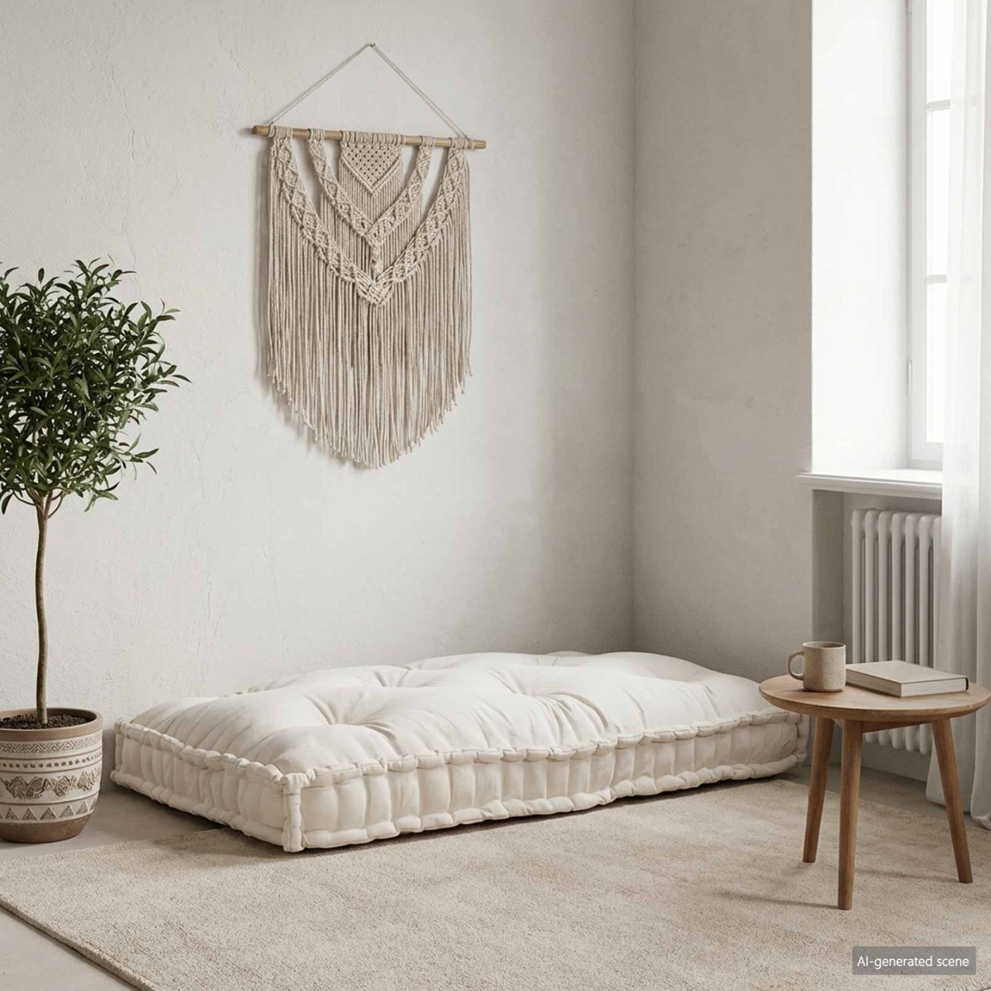 Coussin de canapé sur palette Crème 120 x 80 x 12 cm Tissu