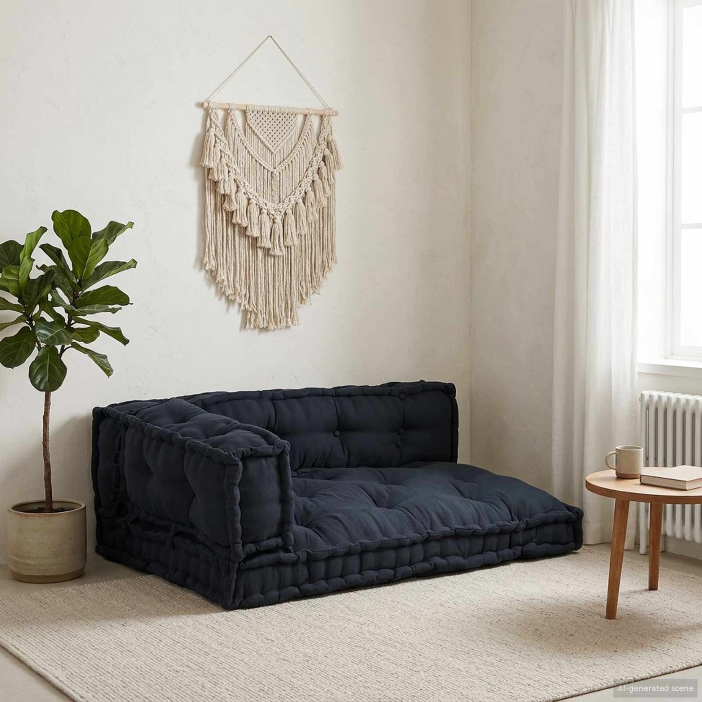 Coussin de canapé sur palette 3 pc Tissu Anthracite