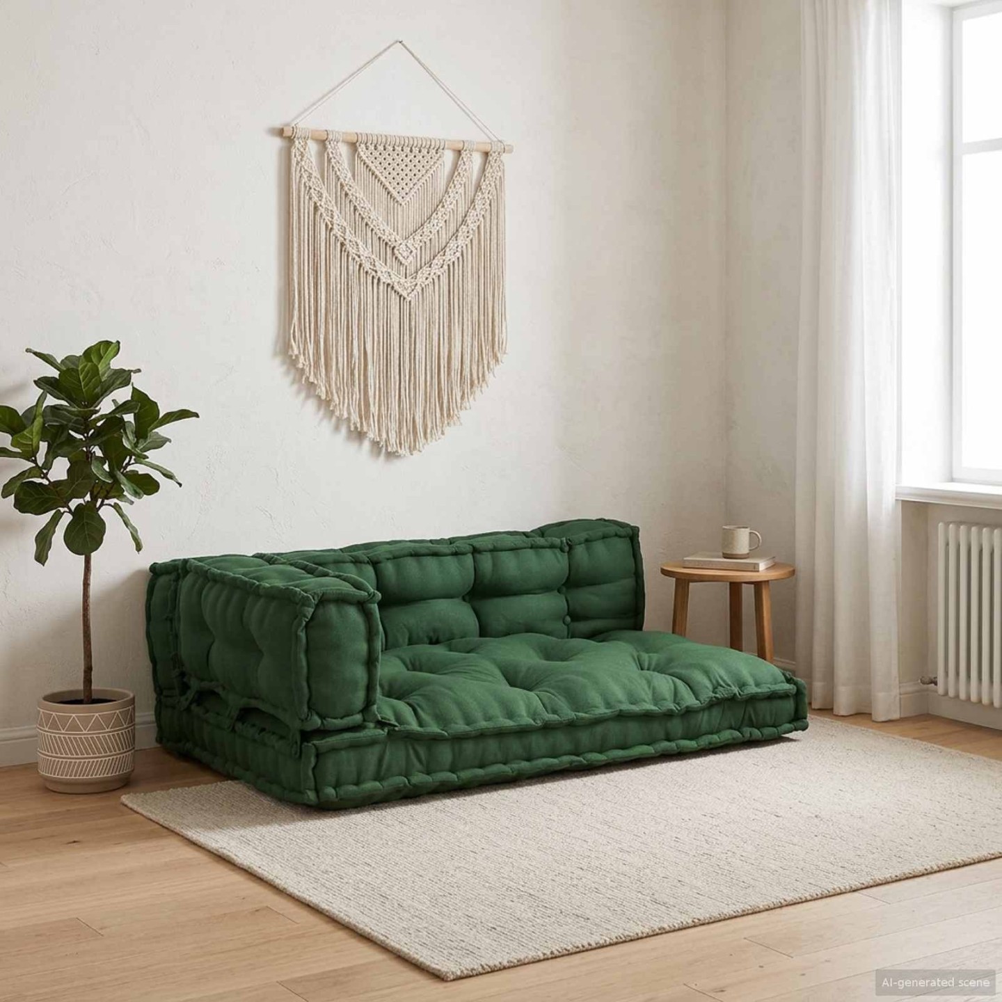 Coussin de canapé sur palette 3 pc Tissu Vert 120 x 80 x 38 cm