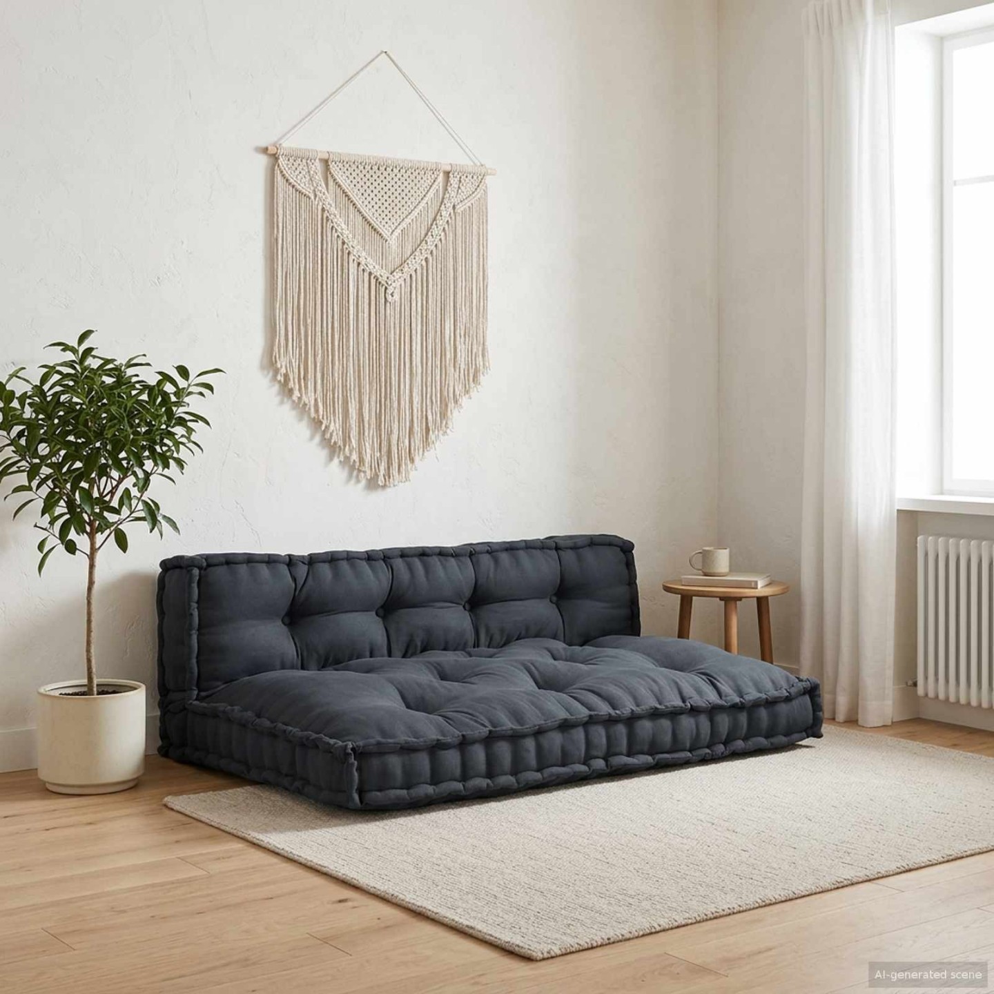 Coussin de canapé sur palette 2 pc Tissu Anthracite