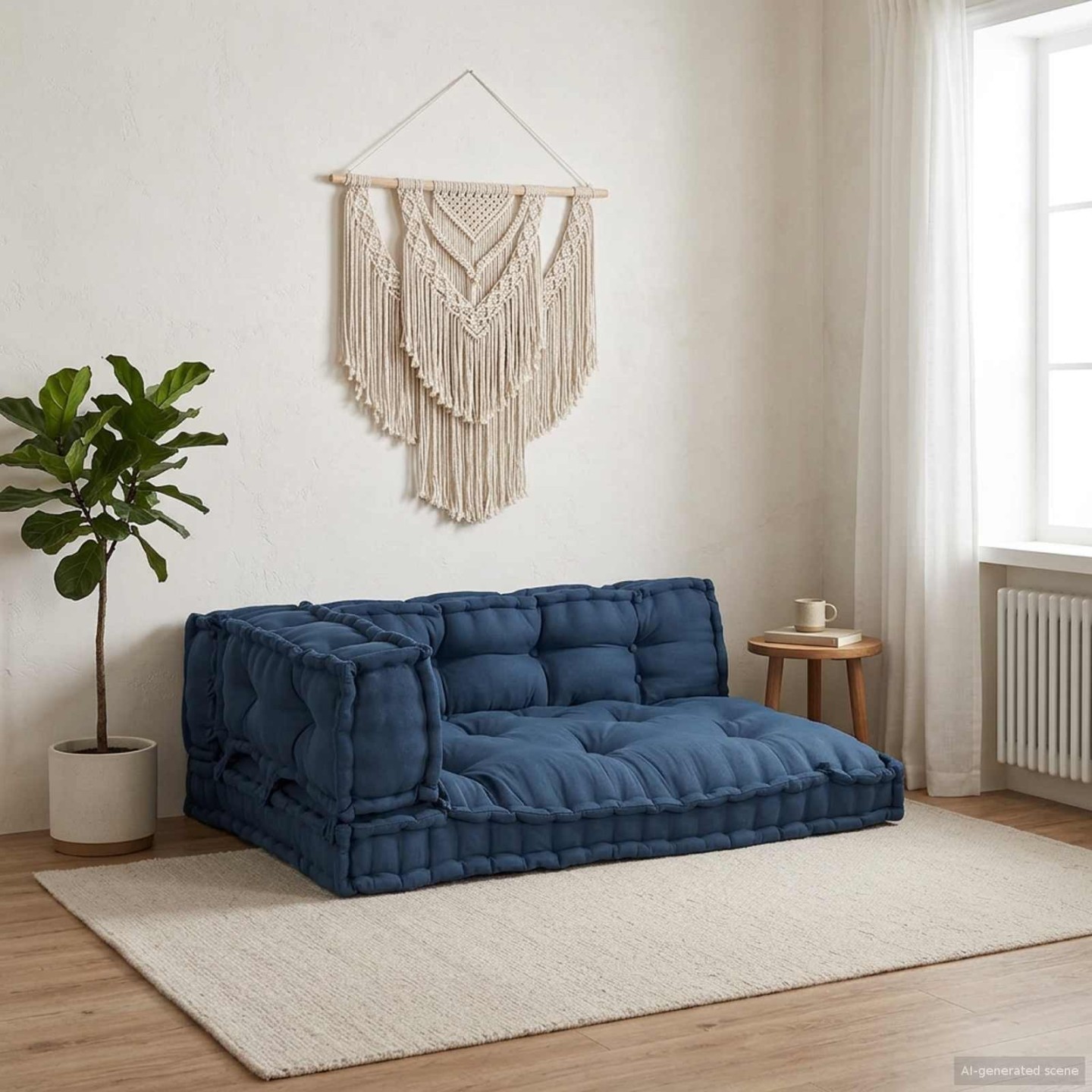 Coussin de canapé sur palette 3 pc Tissu Indigo