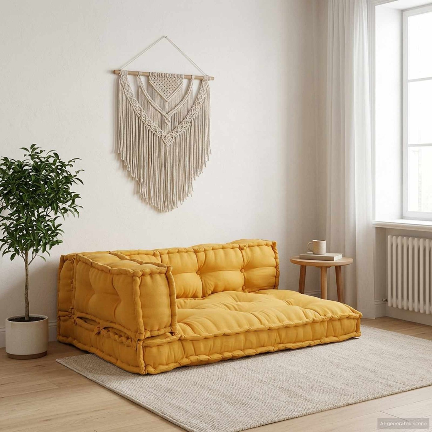 Coussin de canapé sur palette 3 pc Tissu Jaune 120 x 80 x 38 cm